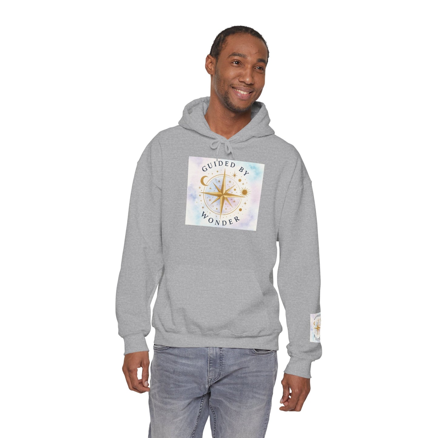 Guided by Wonder Hoodie — Compass Star Graphic Spiritual Hooded Sweatshirt