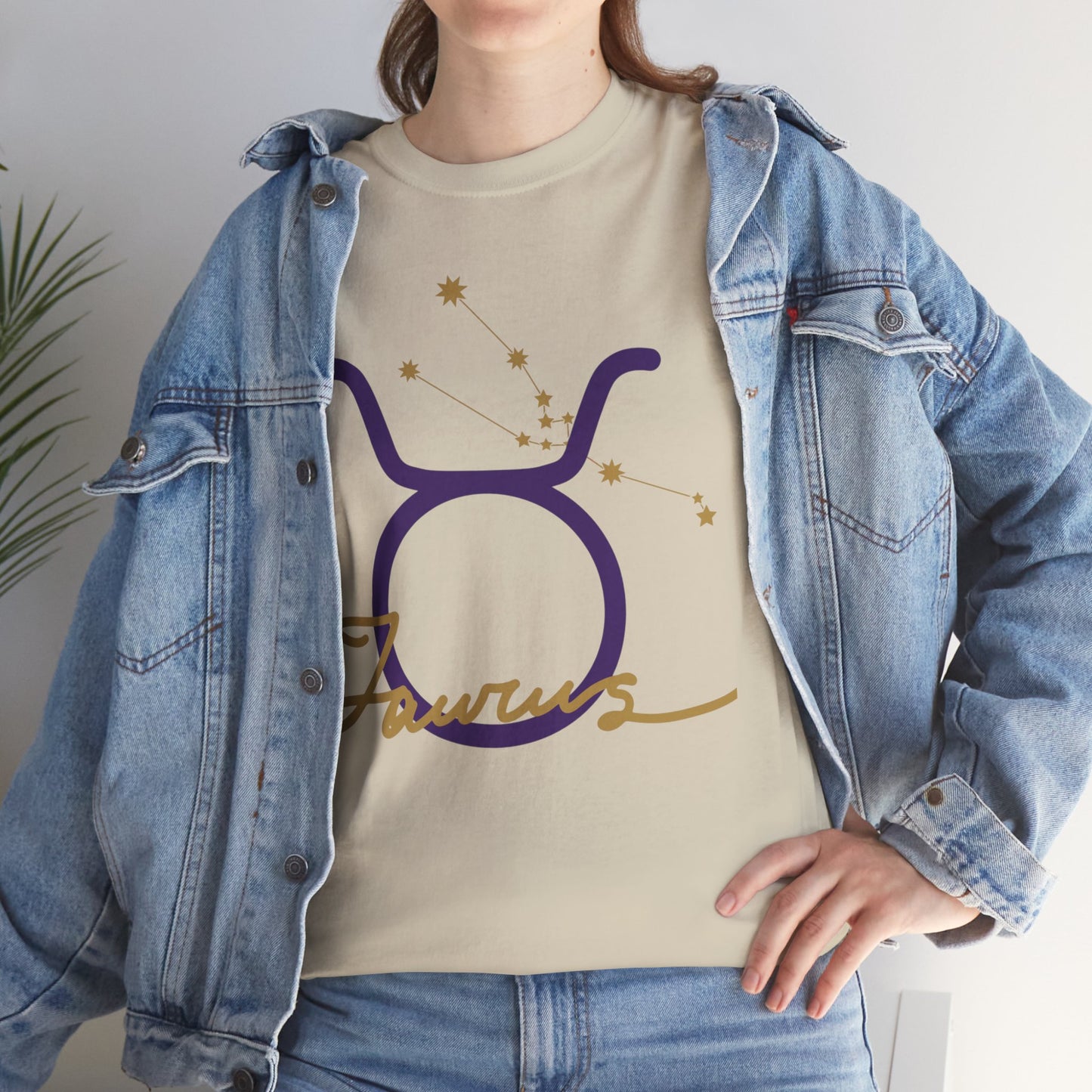 Taurus Zodiac T‑Shirt – Gold Script Constellation Tee