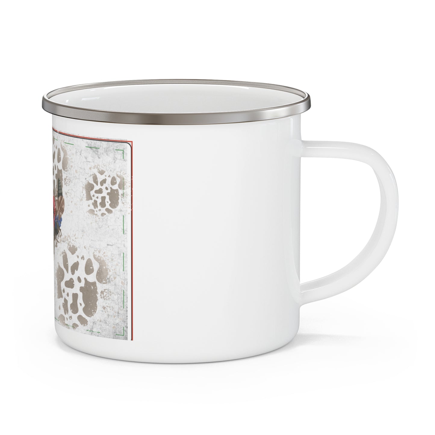 Camping Enamel Mug with Floral Skull Design
