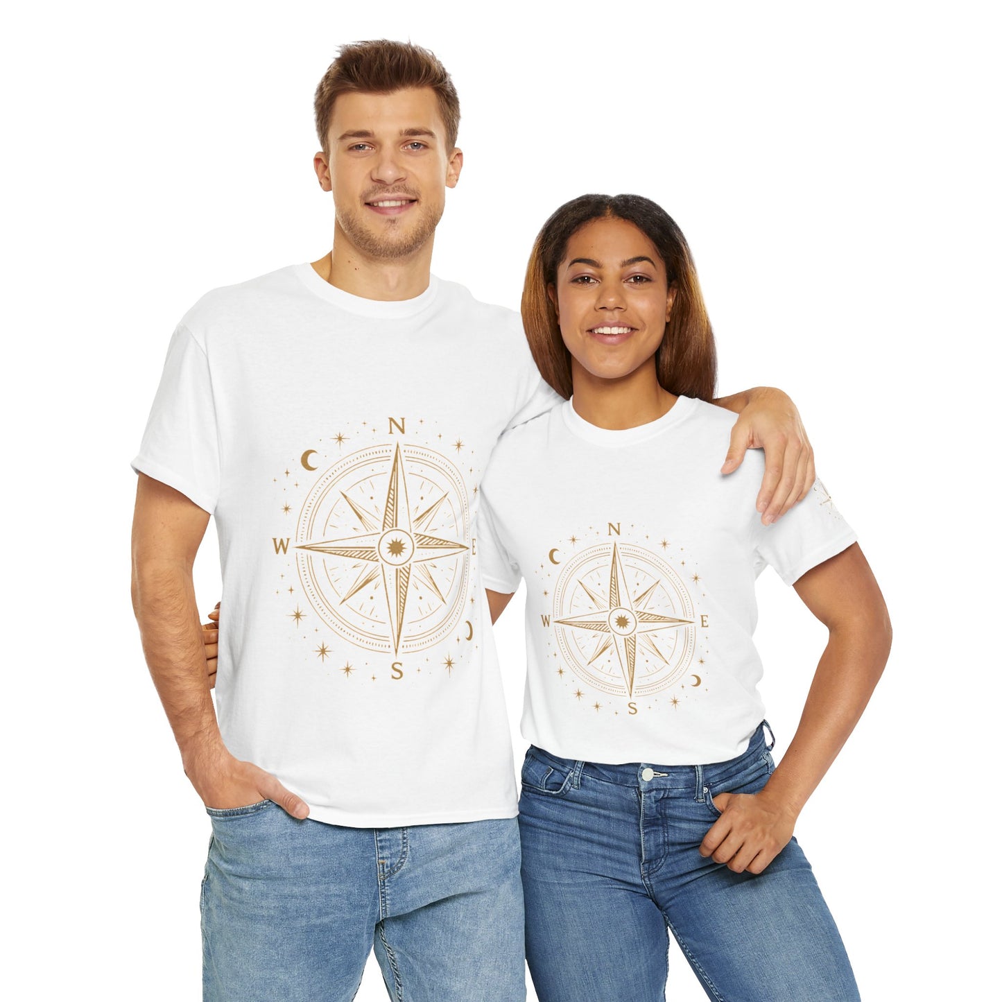 Compass Rose Tee — Minimal Gold Nautical Compass T-Shirt
