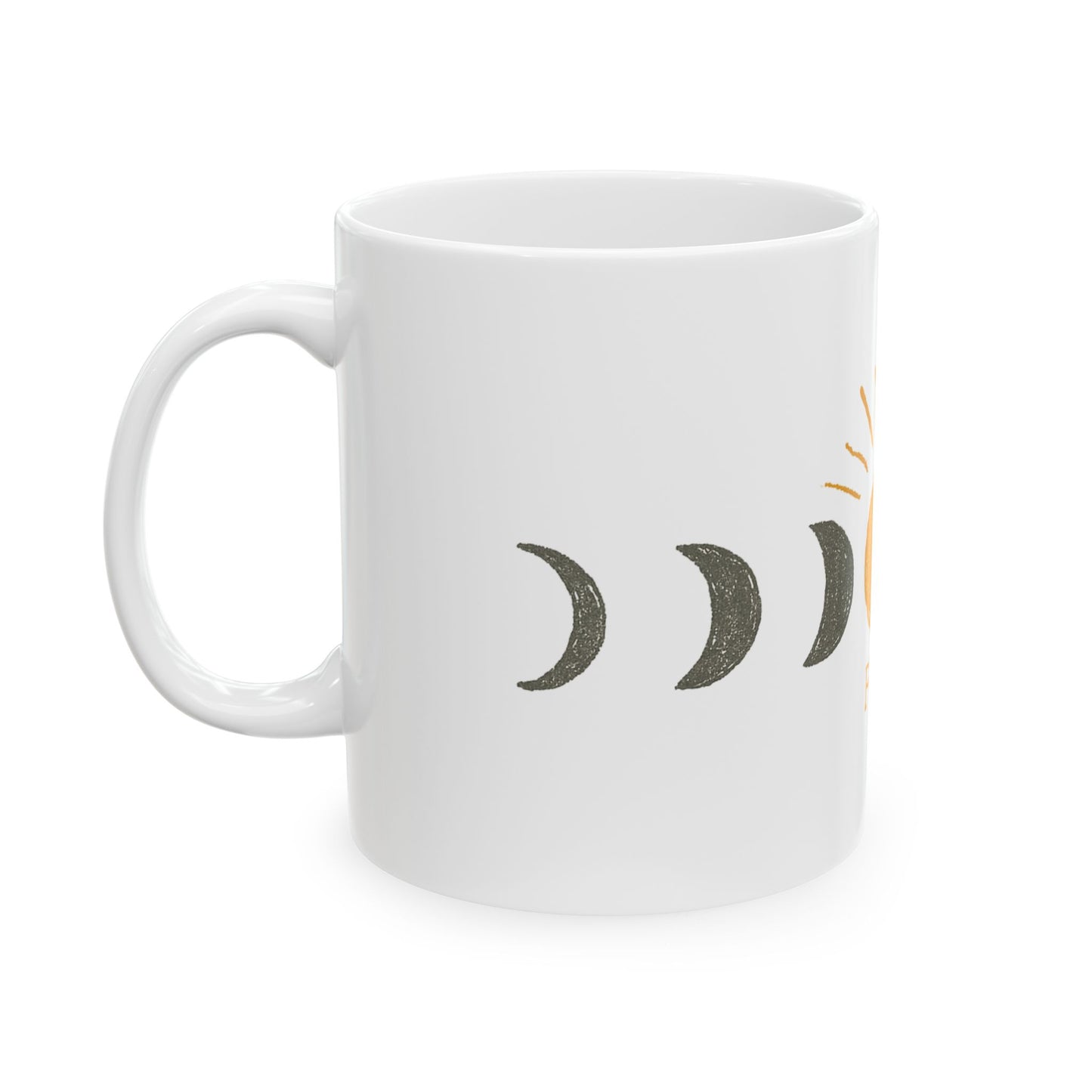 Moon Phase Ceramic Mug — Full Moon Sunrise Design (11oz & 15oz)
