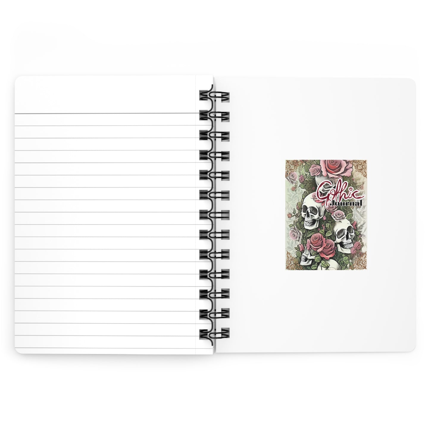 Gothic Spiral Bound Journal with Skull and Rose Design