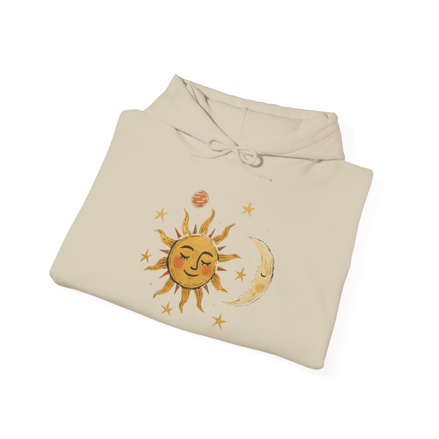Sun & Moon Celestial Hoodie — Vintage Astrology Stars Graphic