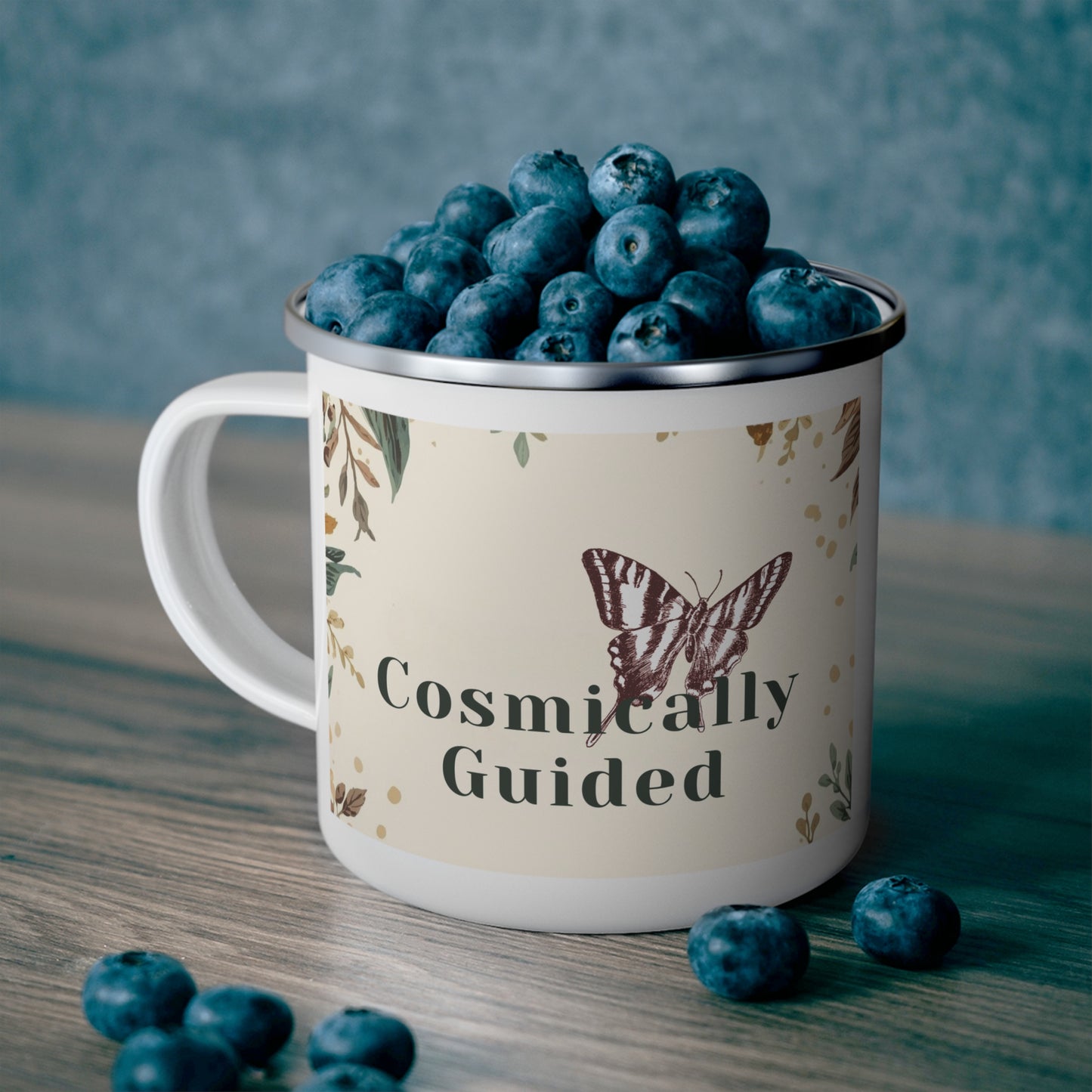 Cosmically Guided Enamel Camping Mug - Inspirational Nature Design for Adventure Lovers, Camping Mug, Camping Cup