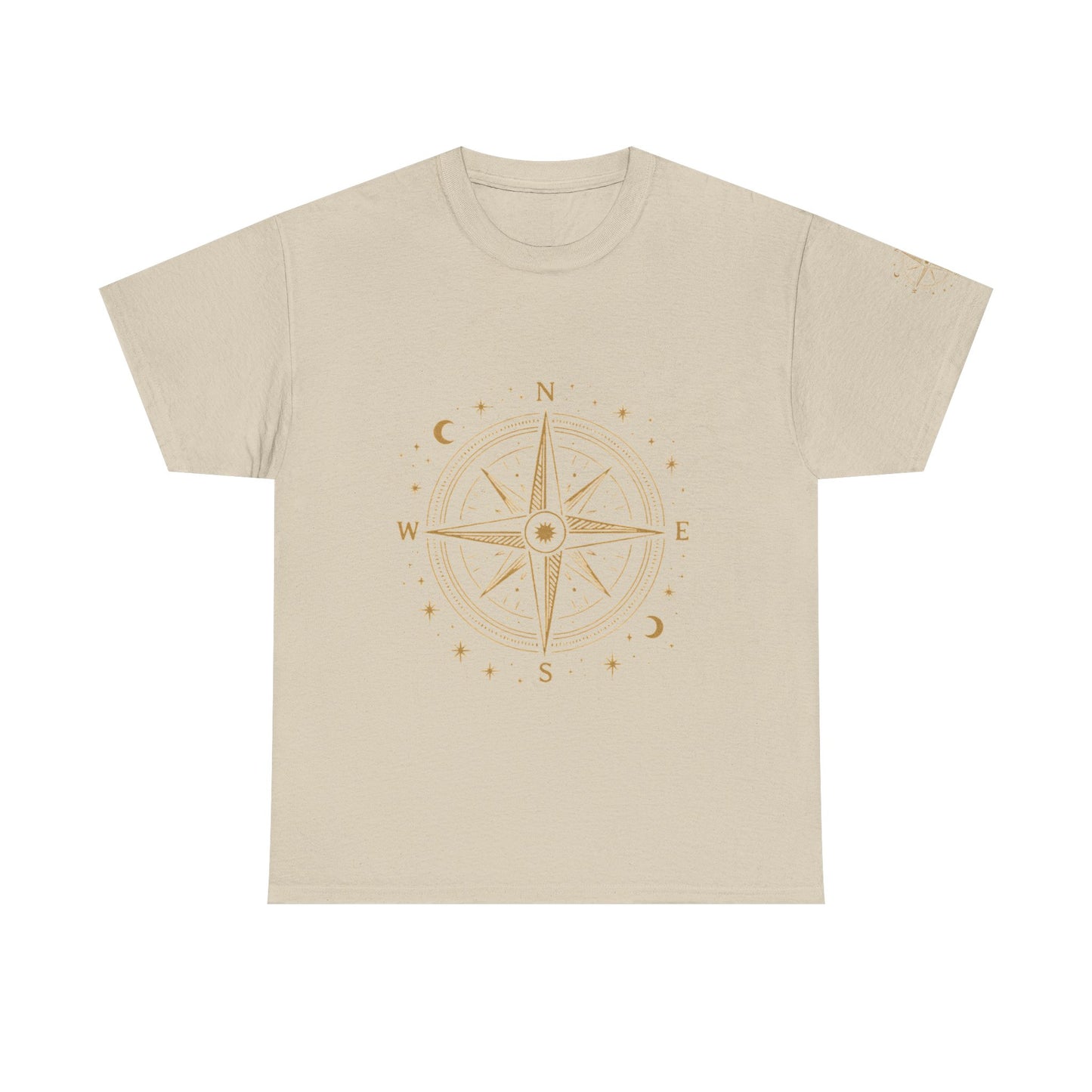 Compass Rose Tee — Minimal Gold Nautical Compass T-Shirt
