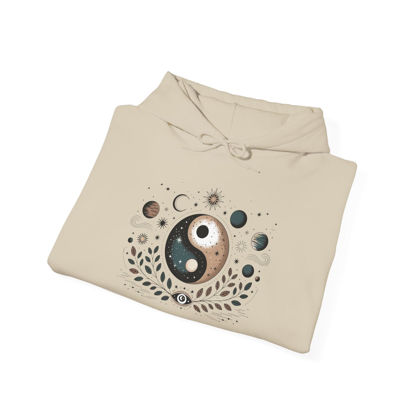 Yin Yang Moon Phases Hoodie — Celestial Balance Spiritual Sweatshirt