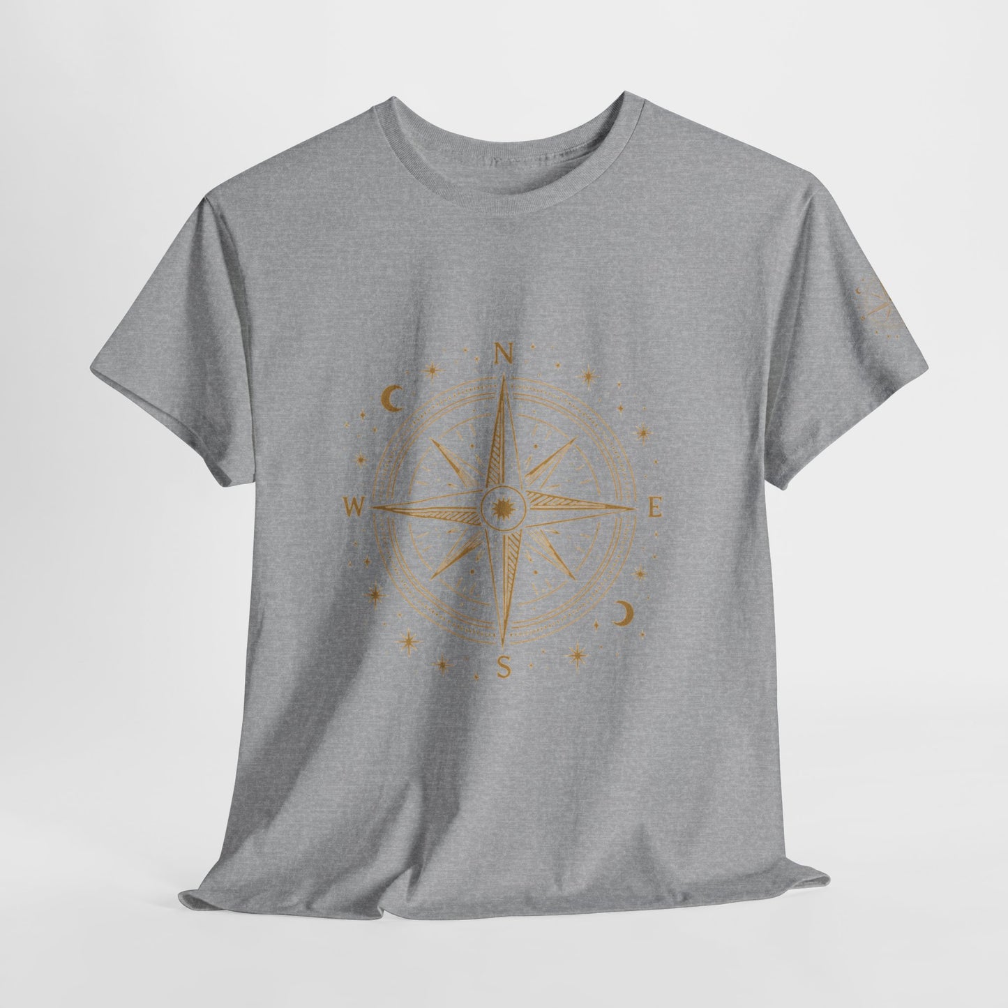 Compass Rose Tee — Minimal Gold Nautical Compass T-Shirt