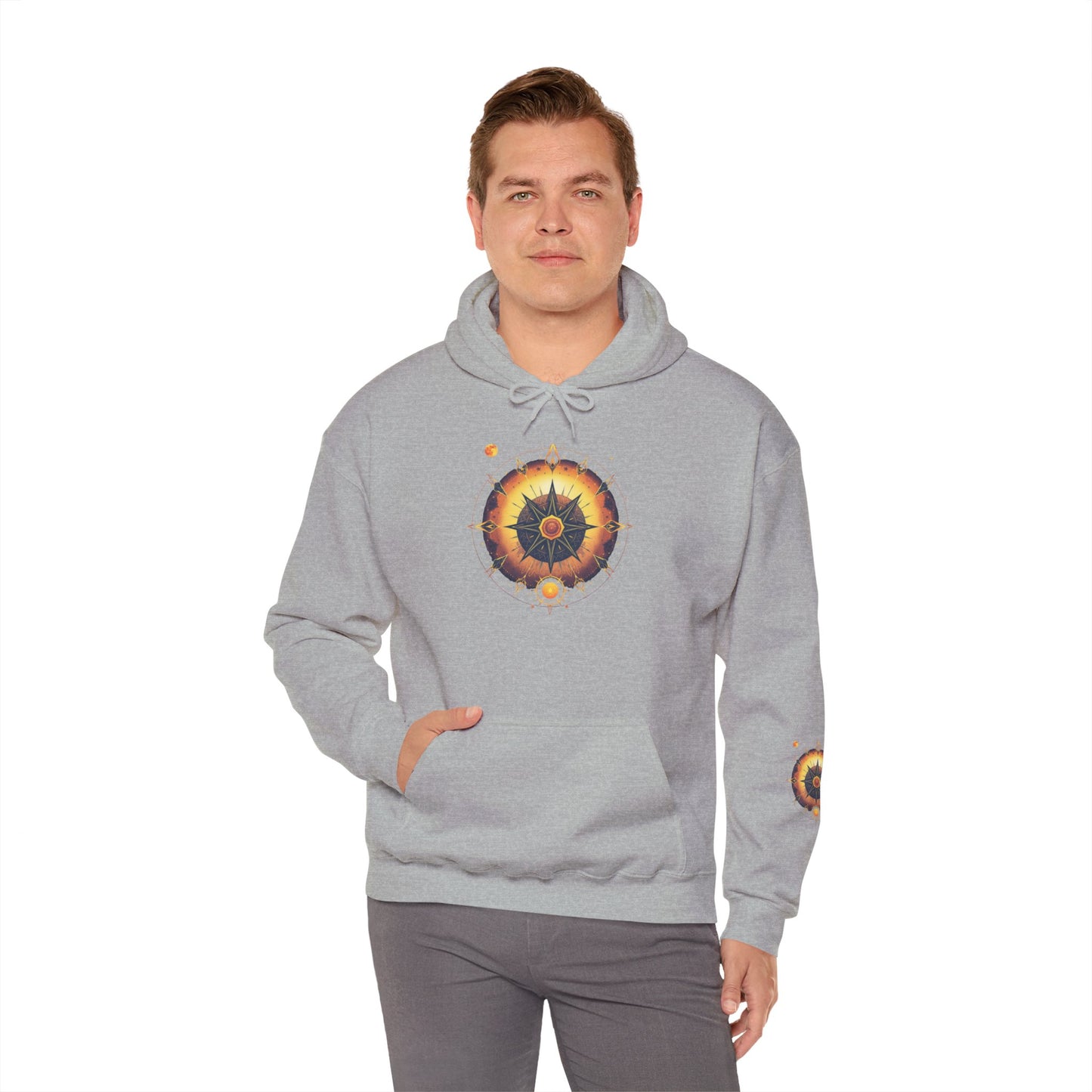 Mandala Sun Hoodie — Spiritual Boho Graphic Sweatshirt