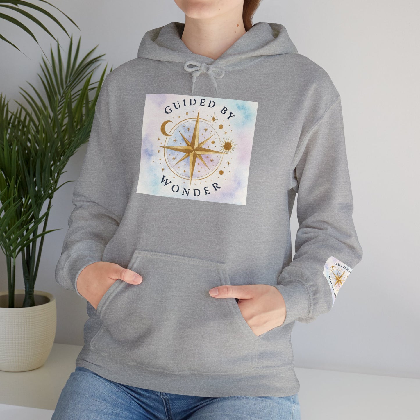 Guided by Wonder Hoodie — Compass Star Graphic Spiritual Hooded Sweatshirt