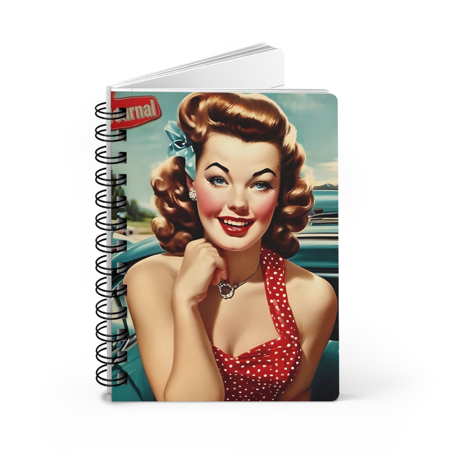 Spiral Bound Journal, 50's pin up girl journal, 60's pin up girl journal, fancy journal
