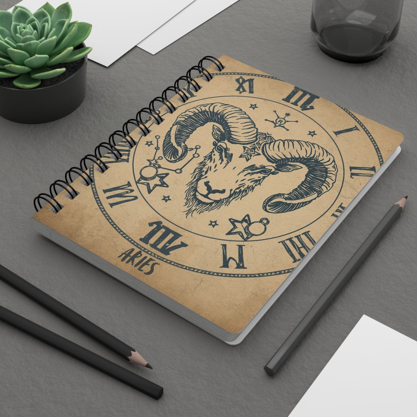Aries Zodiac Spiral Bound Journal - Astrological Design