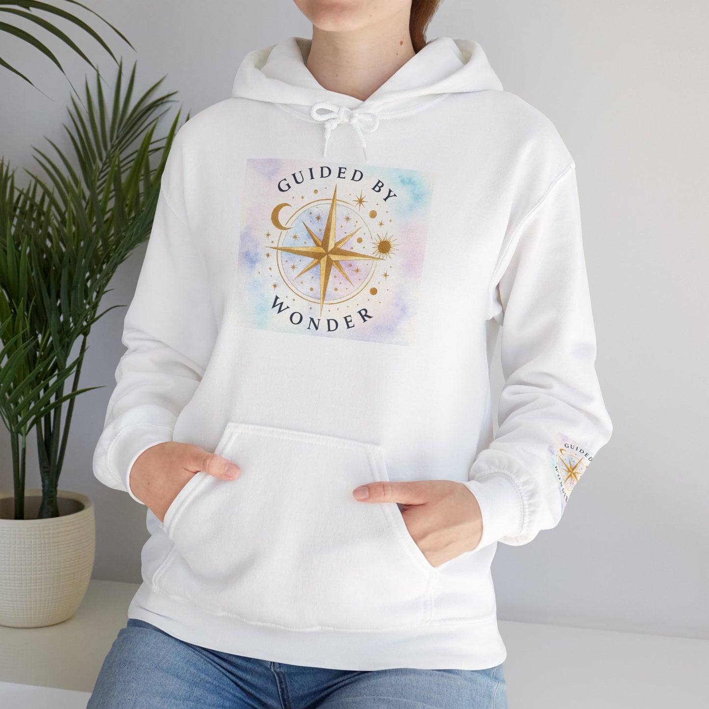 Guided by Wonder Hoodie — Compass Star Graphic Spiritual Hooded Sweatshirt