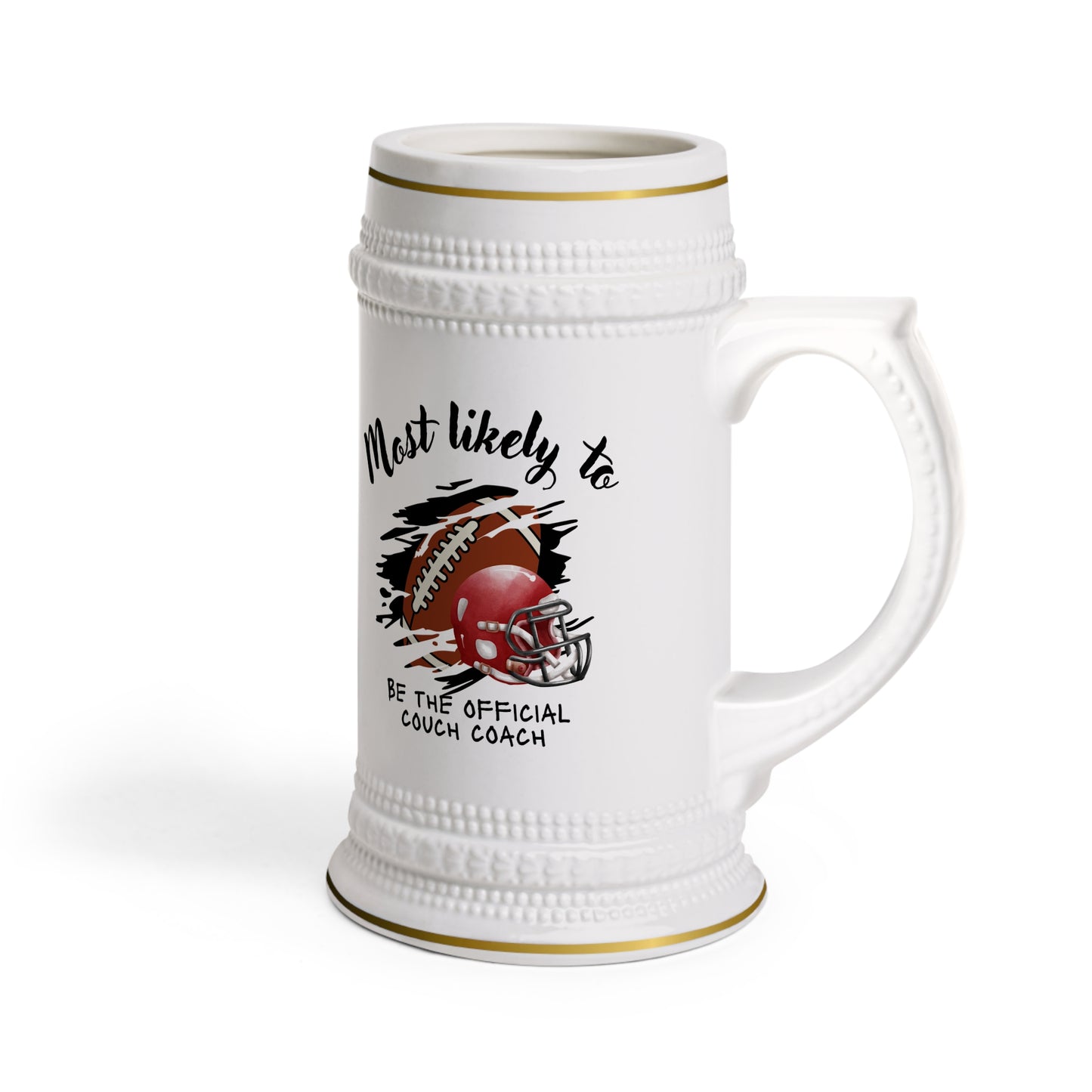 Official Couch Coach Beer Stein Mug – Perfect for Game Day Celebrations, Sports Lover Gift, Football Lover Gift