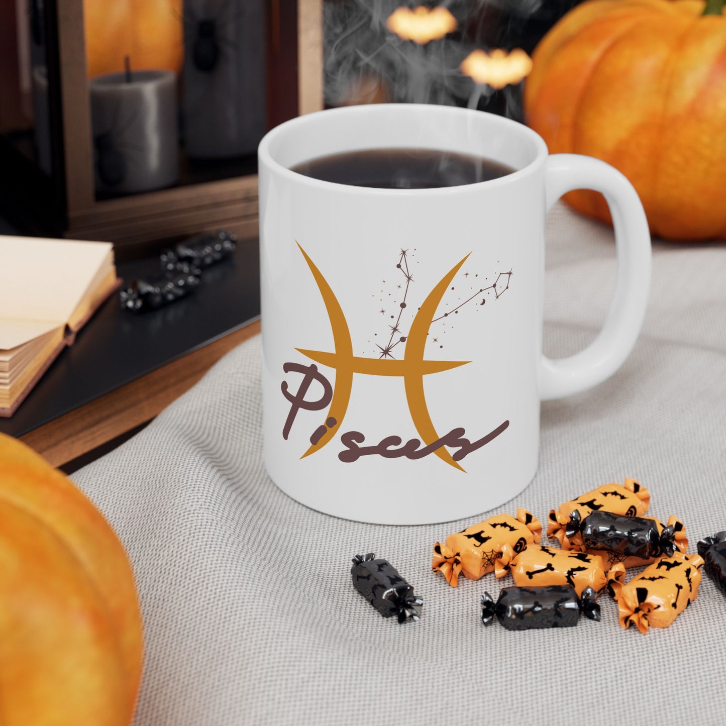 Personalized Astrology Pisces Ceramic Mug — Zodiac Constellation Coffee Cup (11oz/15oz)