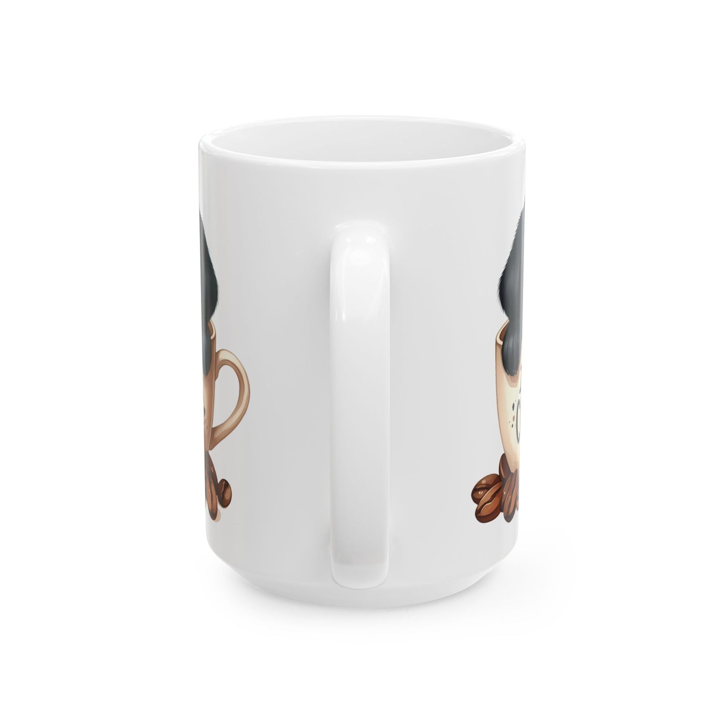 Personalized Puppy Coffee Mug - Cute Cat in Cup Illustration, "I Need Coffee" Ceramic Mug (11oz/15oz)