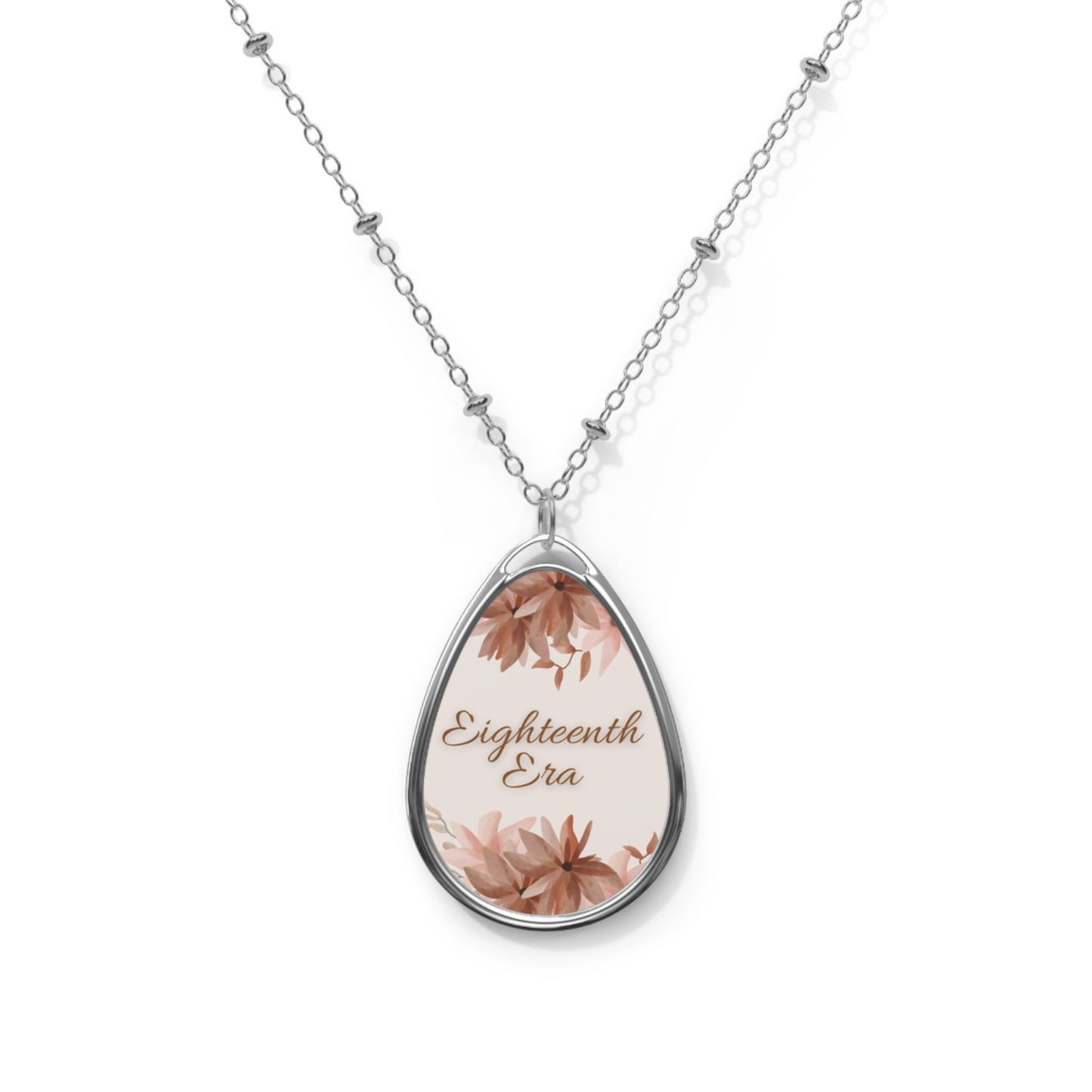 Elegant Floral Oval Necklace - Eighteenth Era Jewelry, Eighteenth Era Gift