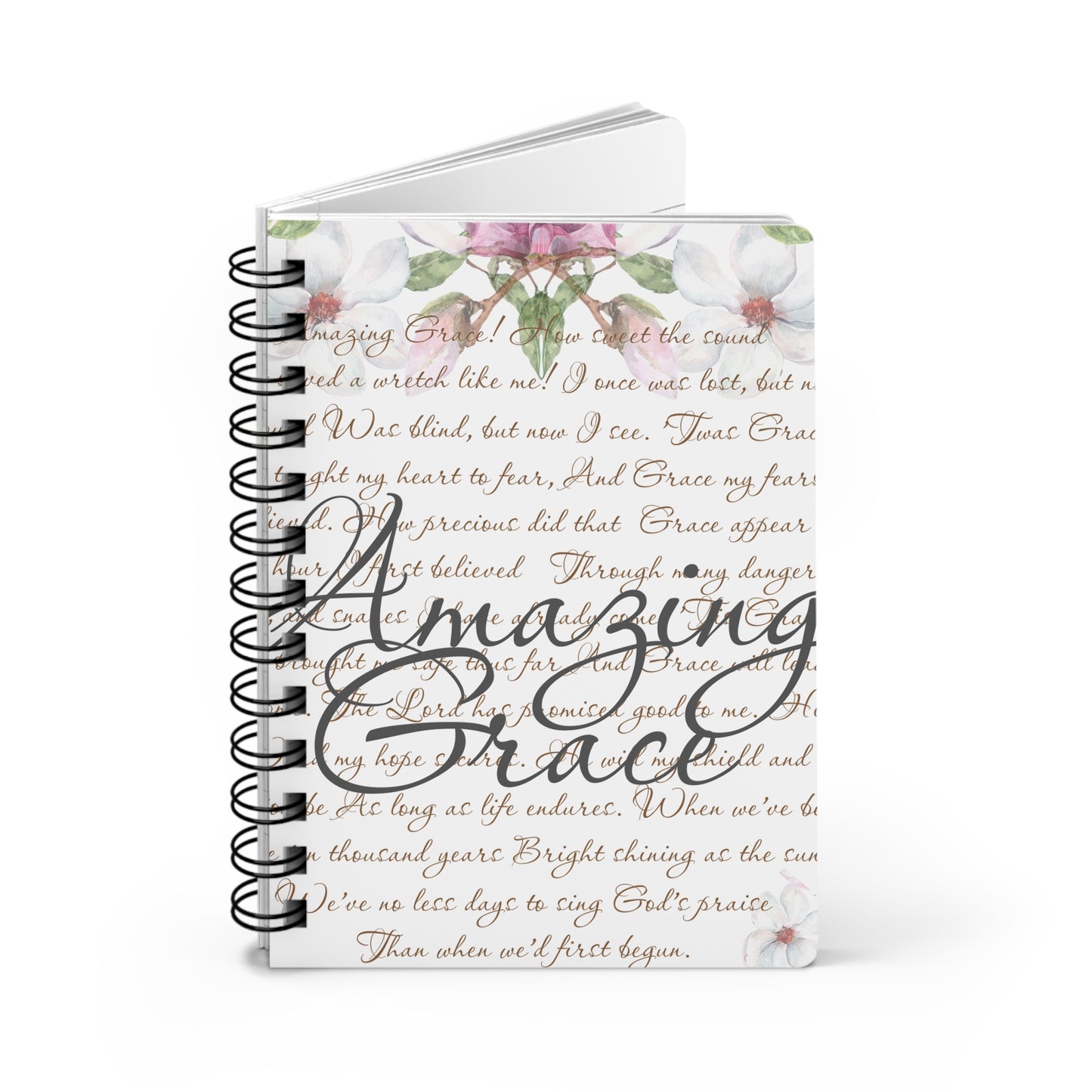 Inspirational Floral Spiral Bound Journal - "Amazing Grace" Design