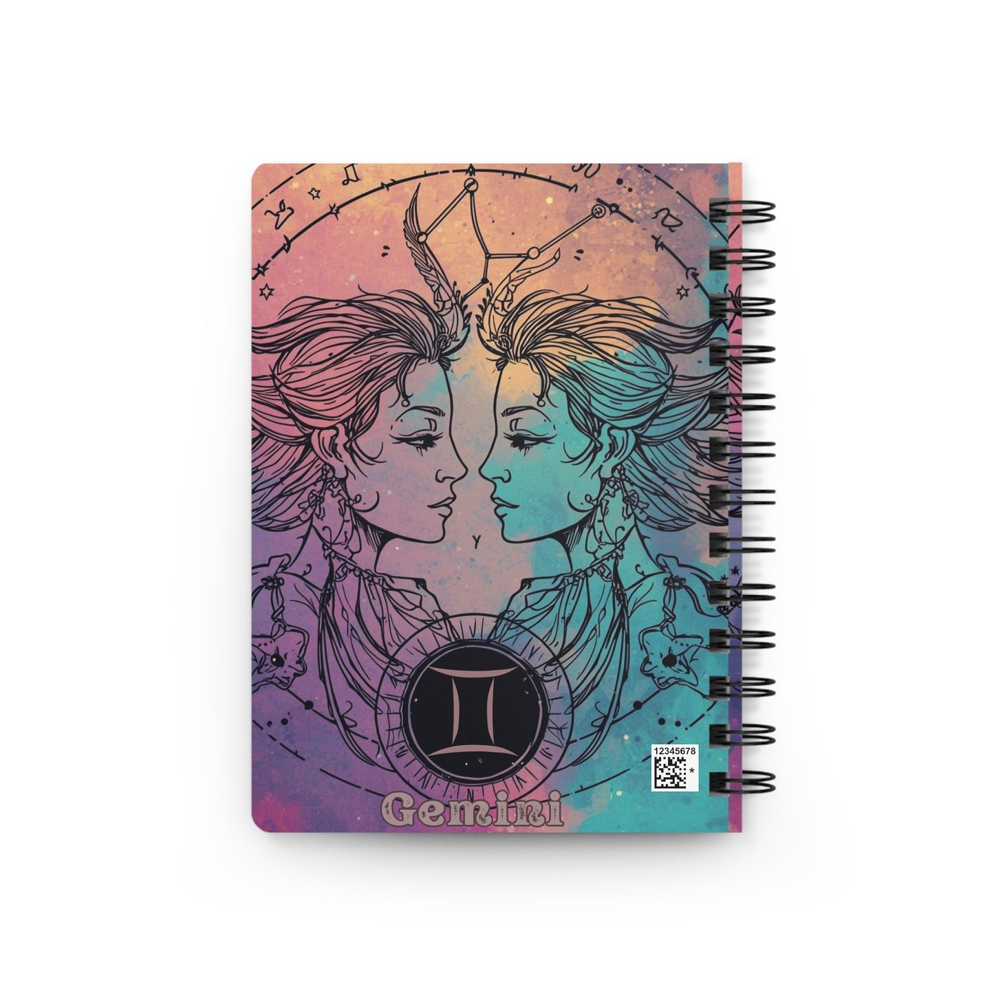 Gemini Astrological Spiral Bound Journal - Cosmic Twins Design