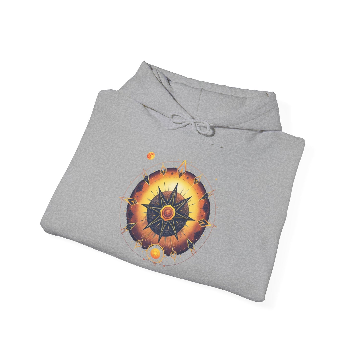 Mandala Sun Hoodie — Spiritual Boho Graphic Sweatshirt
