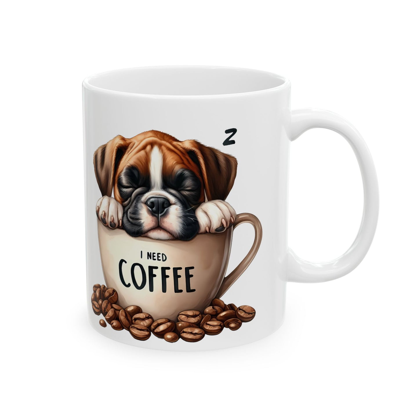 Personalized Boxer Dog Ceramic Mug — Cute Puppy in Cup Design (11oz & 15oz)