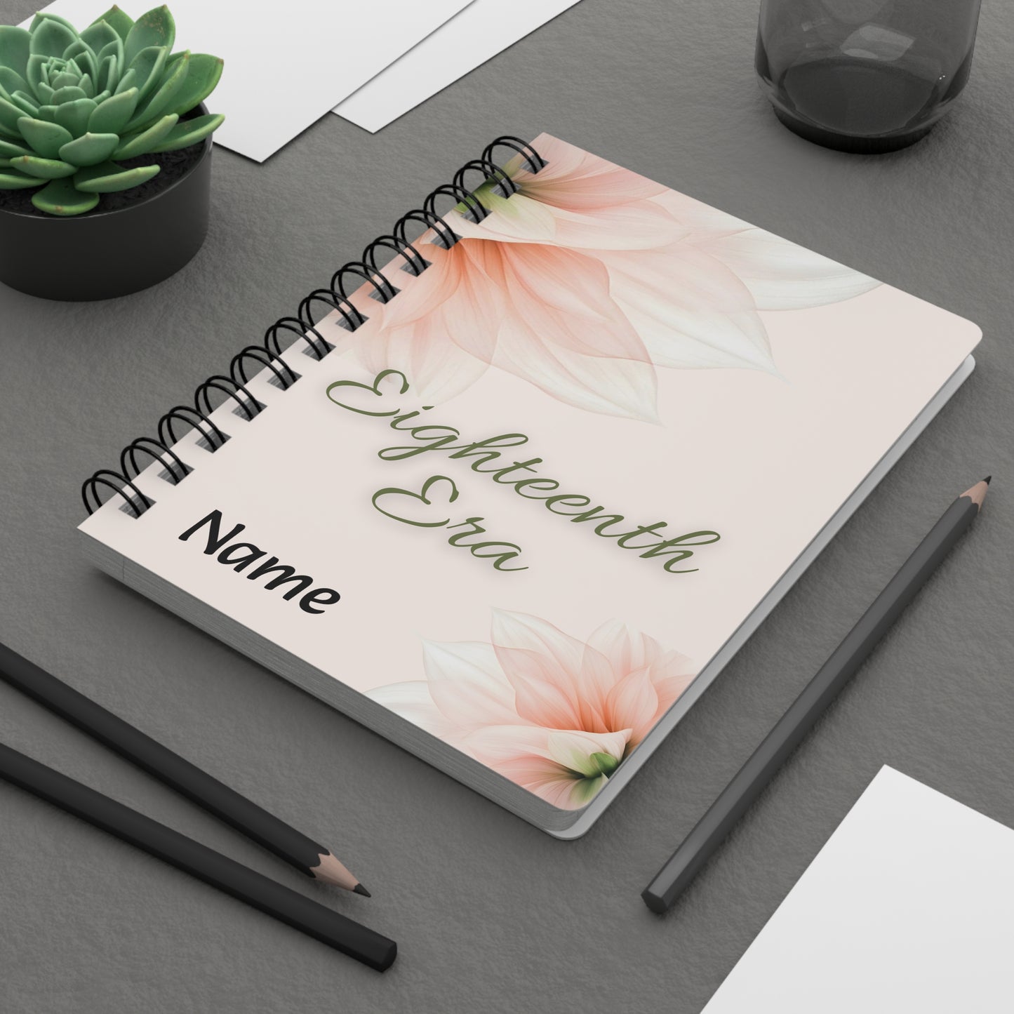 Personalized Eighteenth Chapter - Eighteenth Chapter - Eighteenth Birthday - Personalized Floral Spiral Bound Journal - Eighteenth Era