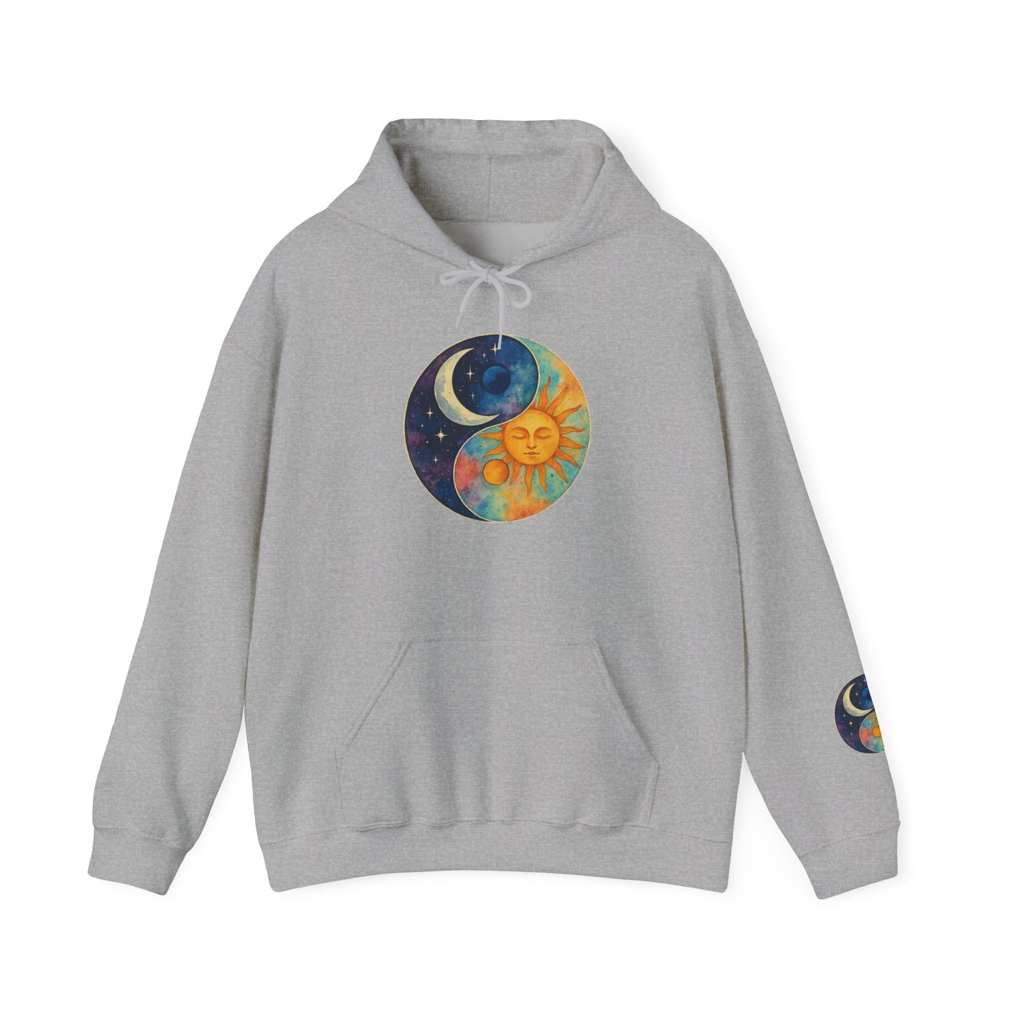 Sun and Moon Yin Yang Hoodie — Celestial Sun & Moon Graphic Sweatshirt