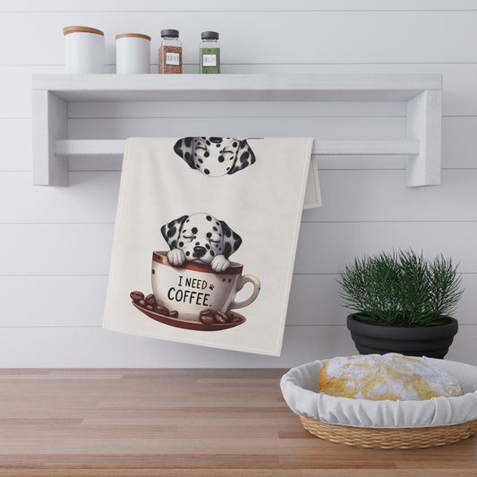 Cute Dog Coffee Tea Towels, Dalmatian Puppy Tea Towel