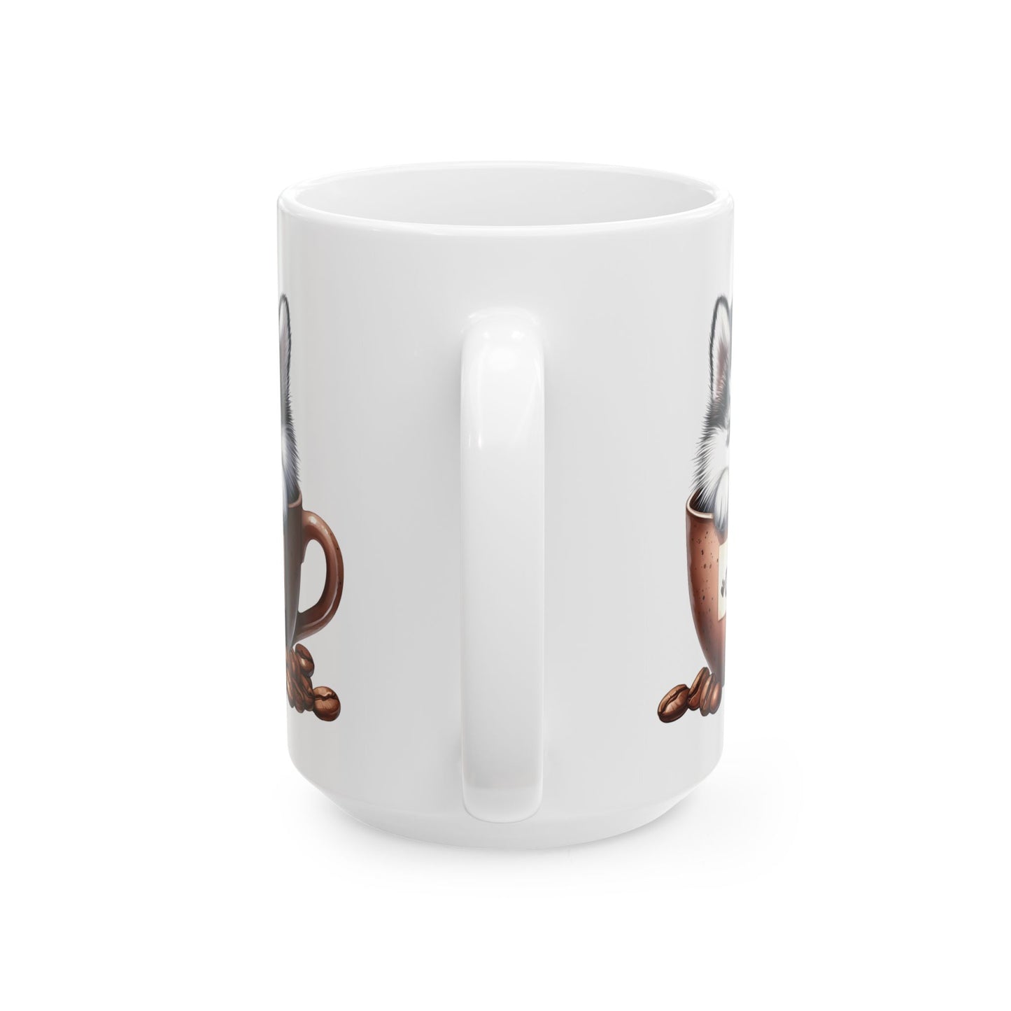 Personalized Husky in Coffee Mug Ceramic Mug — Cute Dog Coffee Lover Gift (11oz, 15oz)