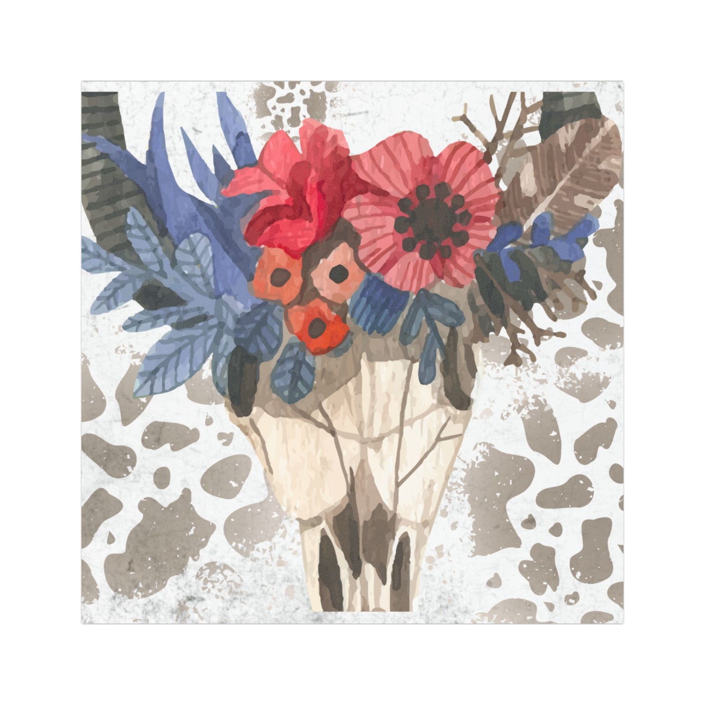 Floral Skull Car Magnets - Rustic Decor for Truck Lovers - Skull Cow Magnet - Southwest Style Magnet