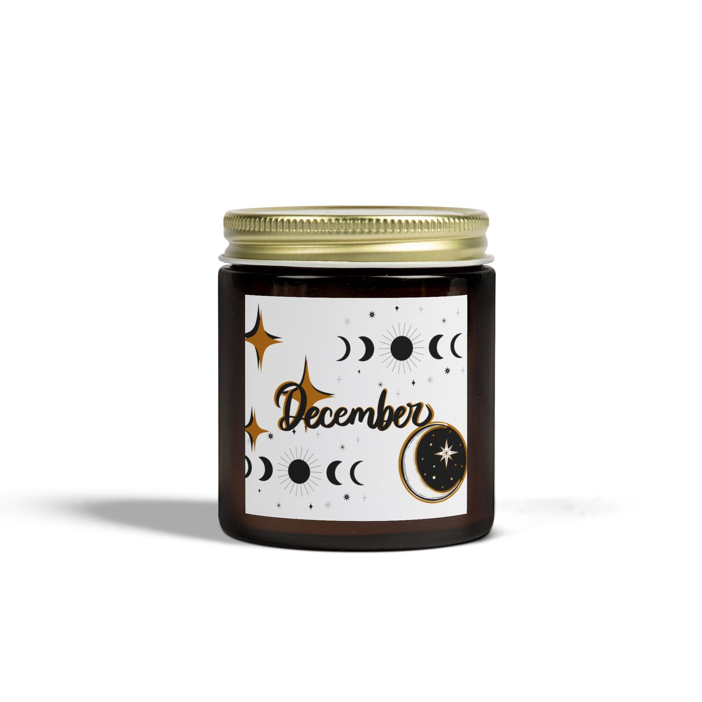 December Candle, Celestial Candle, Stars and Moon, Scented Candles, Coconut Apricot Wax (4oz, 9oz)