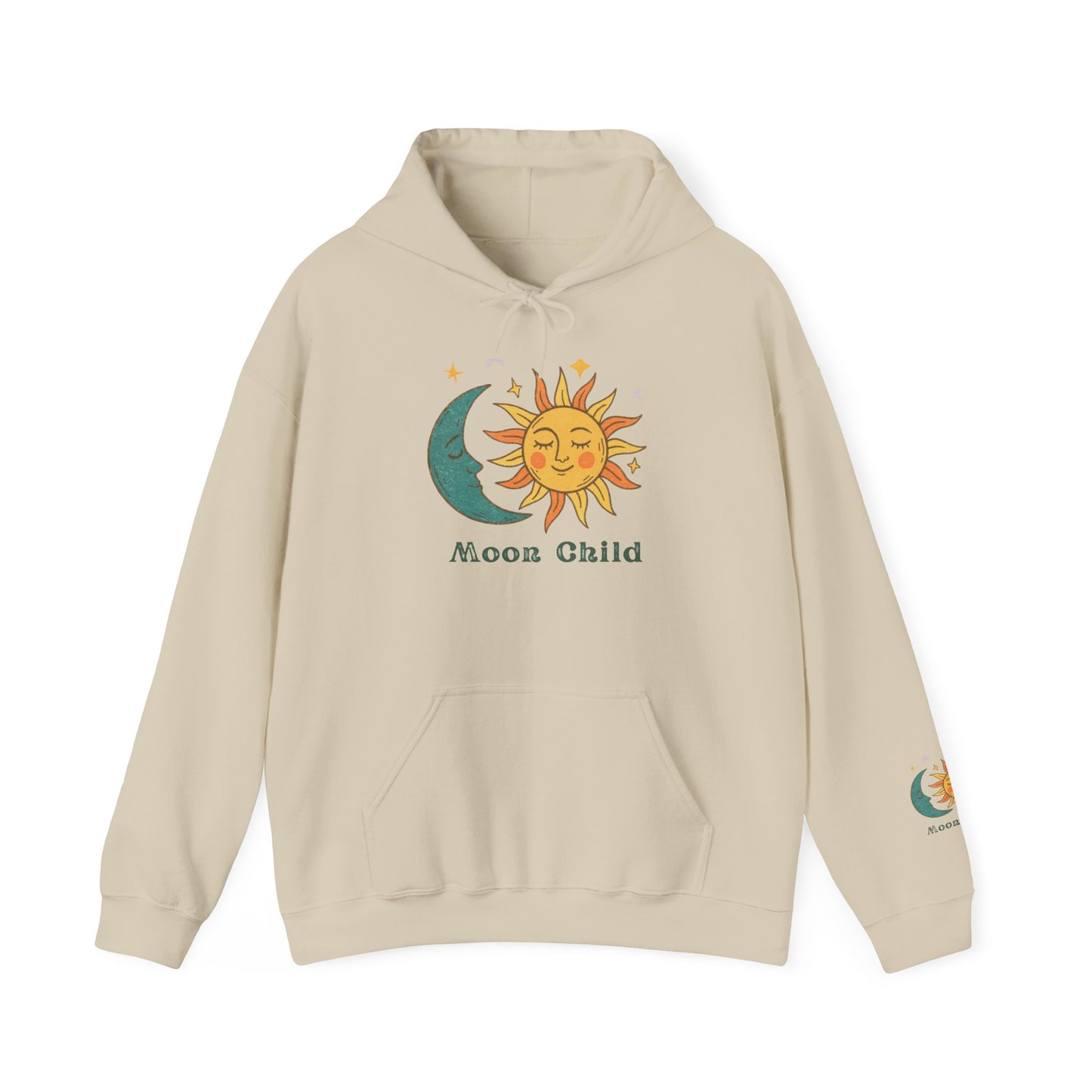 Moon Child Sun & Moon Graphic Hoodie — Celestial Retro Vibe