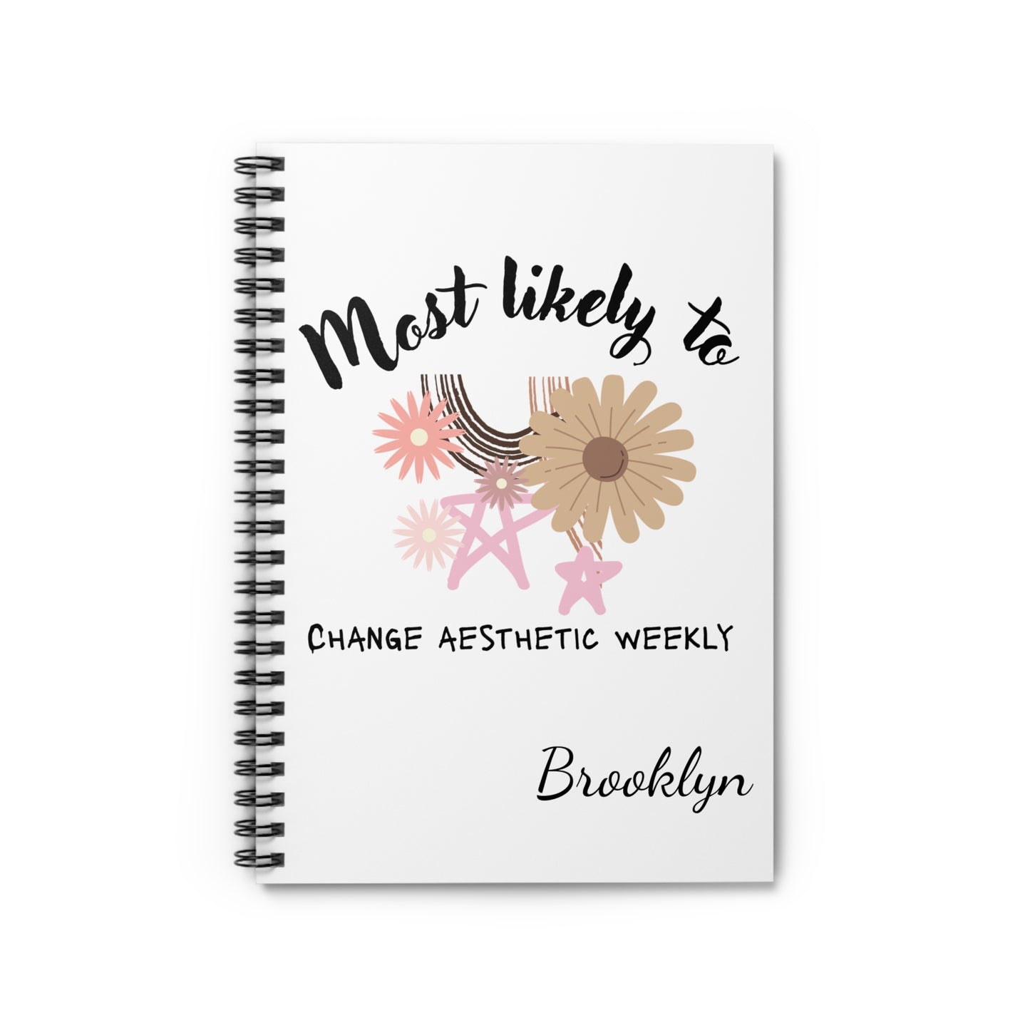 ADD NAME IN CART. Aesthetic Spiral Notebook for Weekly Planning, Cute Journal, Motivational Stationery, Back to School Essentials, Gifts for Students