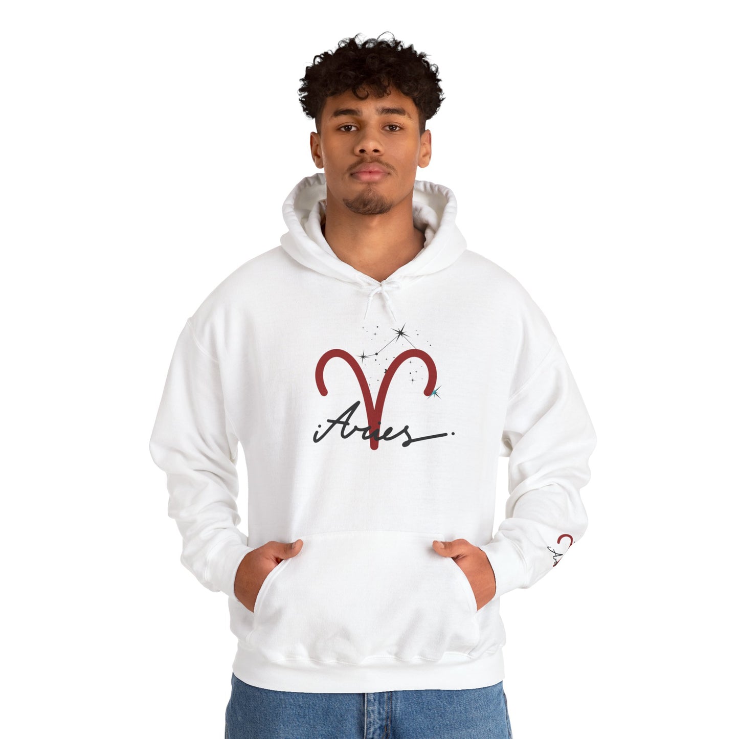 Aries Zodiac Hoodie — Minimal Script Aries Symbol Hoodie