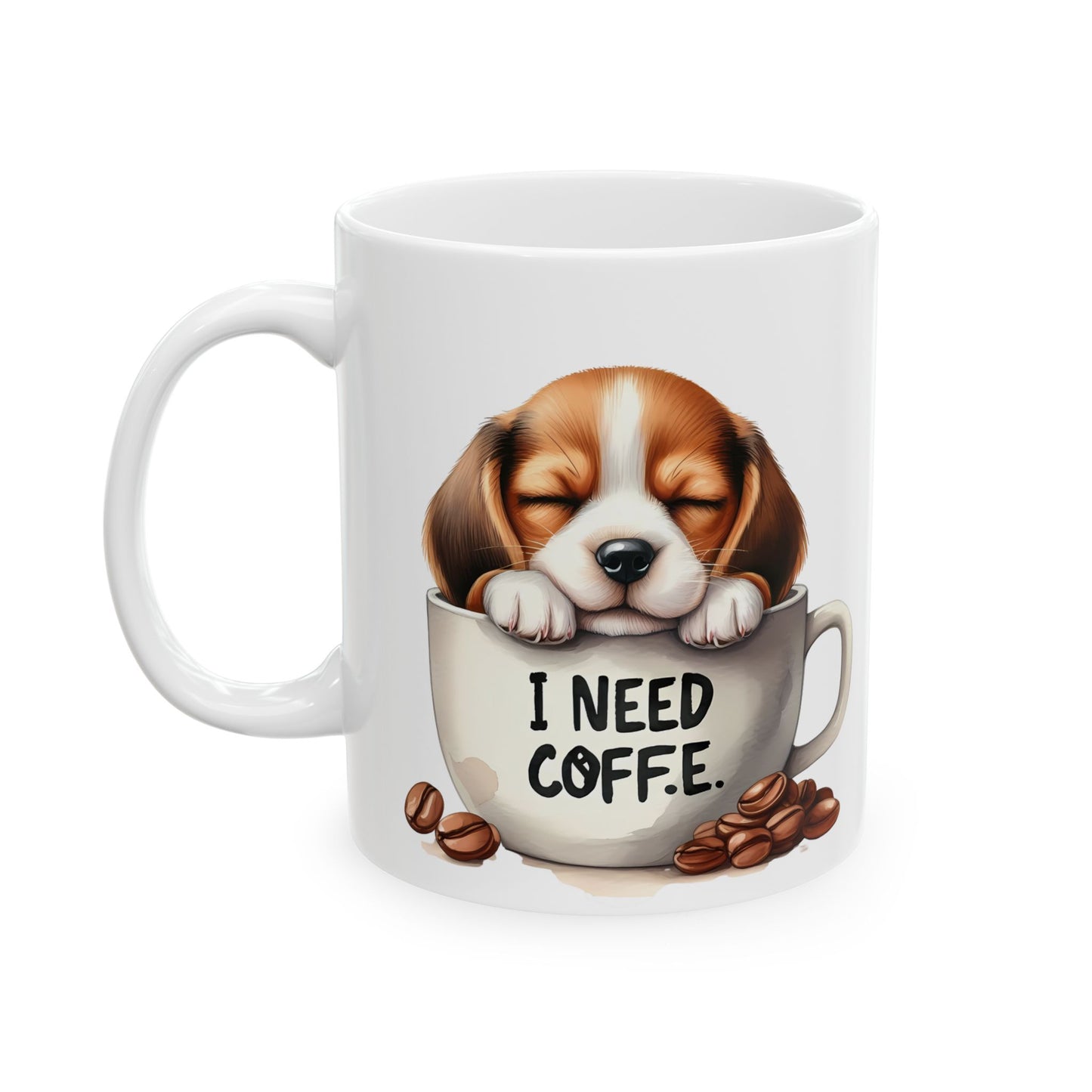 Beagle Coffee Mug — Cute Dog in Coffee Cup Ceramic Mug (11oz, 15oz)