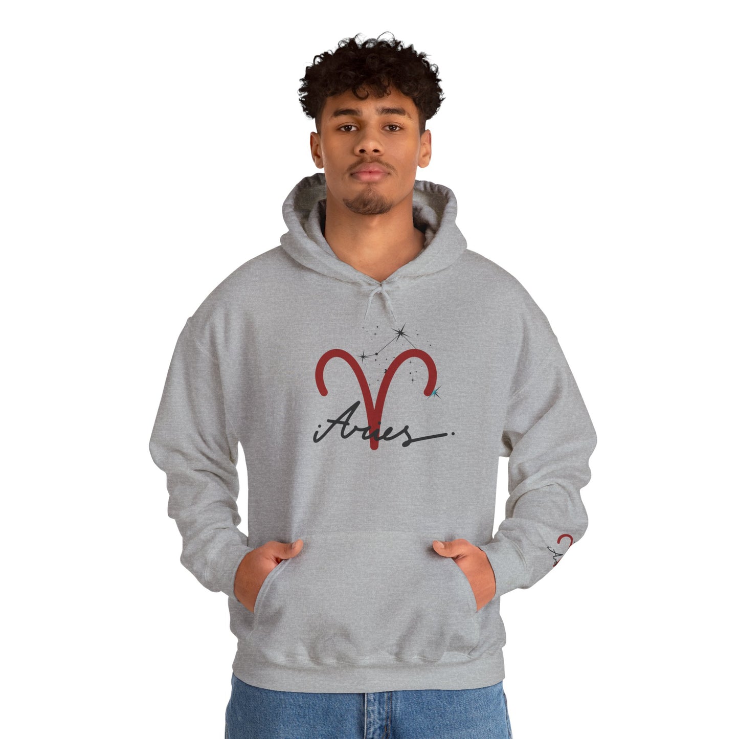 Aries Zodiac Hoodie — Minimal Script Aries Symbol Hoodie