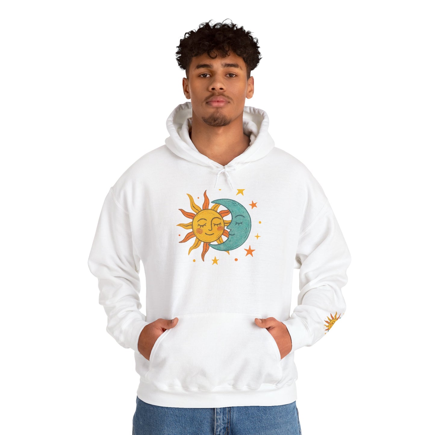 Sun and Moon Hoodie — Celestial Sun & Crescent Moon Graphic Sweatshirt