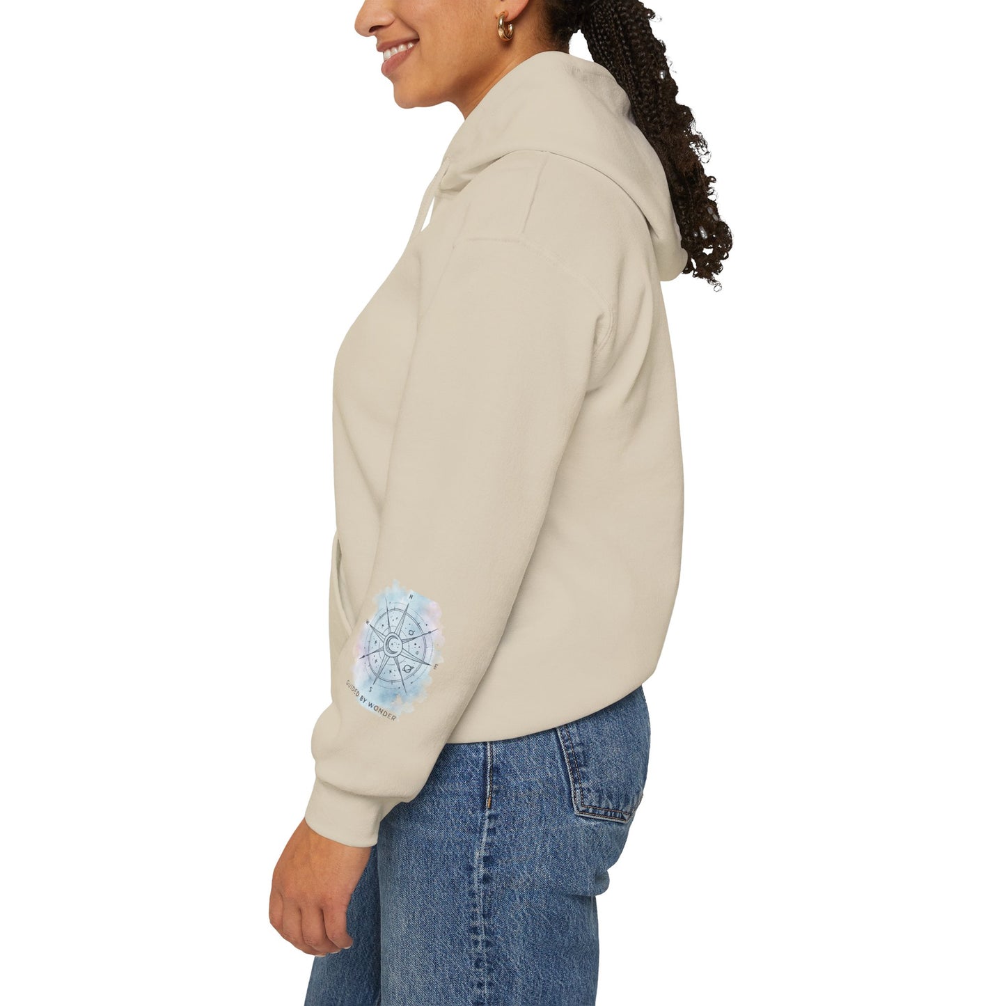 Compass Rose Watercolor Hoodie — ‘Lost by the Waves’ Nautical Travel Pullover