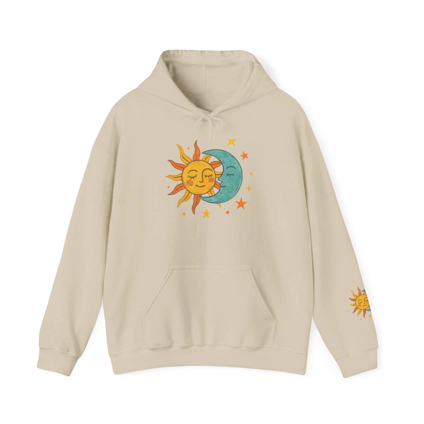 Sun and Moon Hoodie — Celestial Sun & Crescent Moon Graphic Sweatshirt