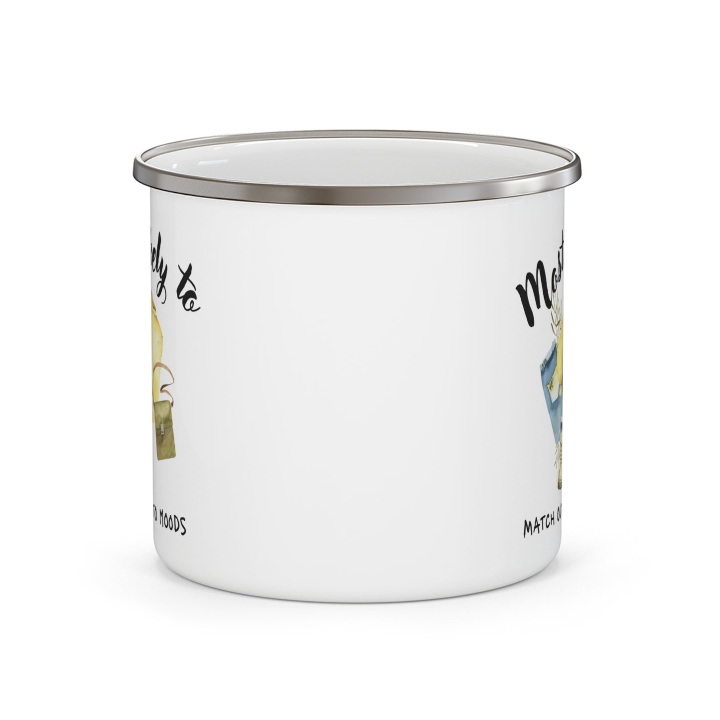 Stylish Enamel Camping Mug - "Most Likely to Match Outfits to Moods"