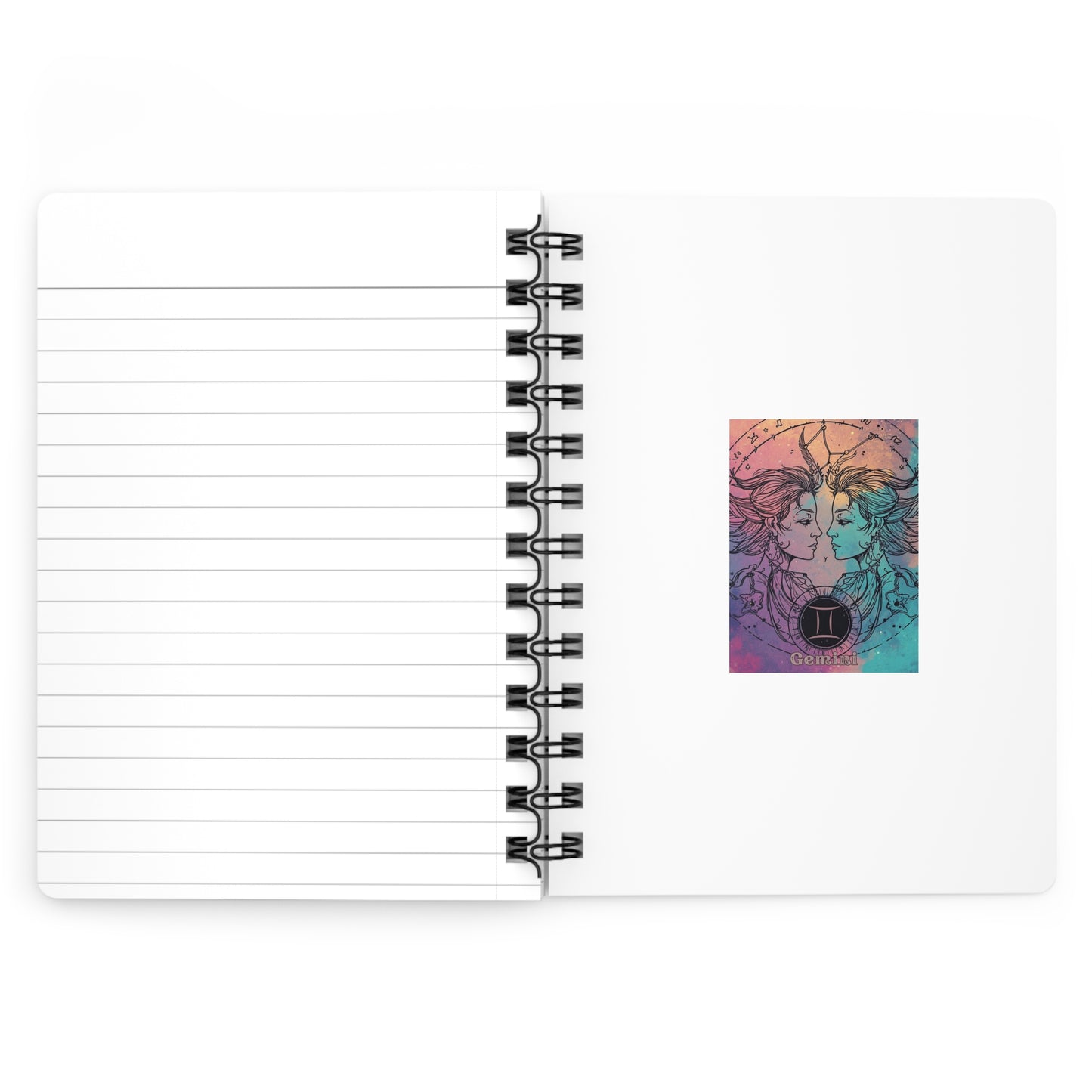 Gemini Astrological Spiral Bound Journal - Cosmic Twins Design