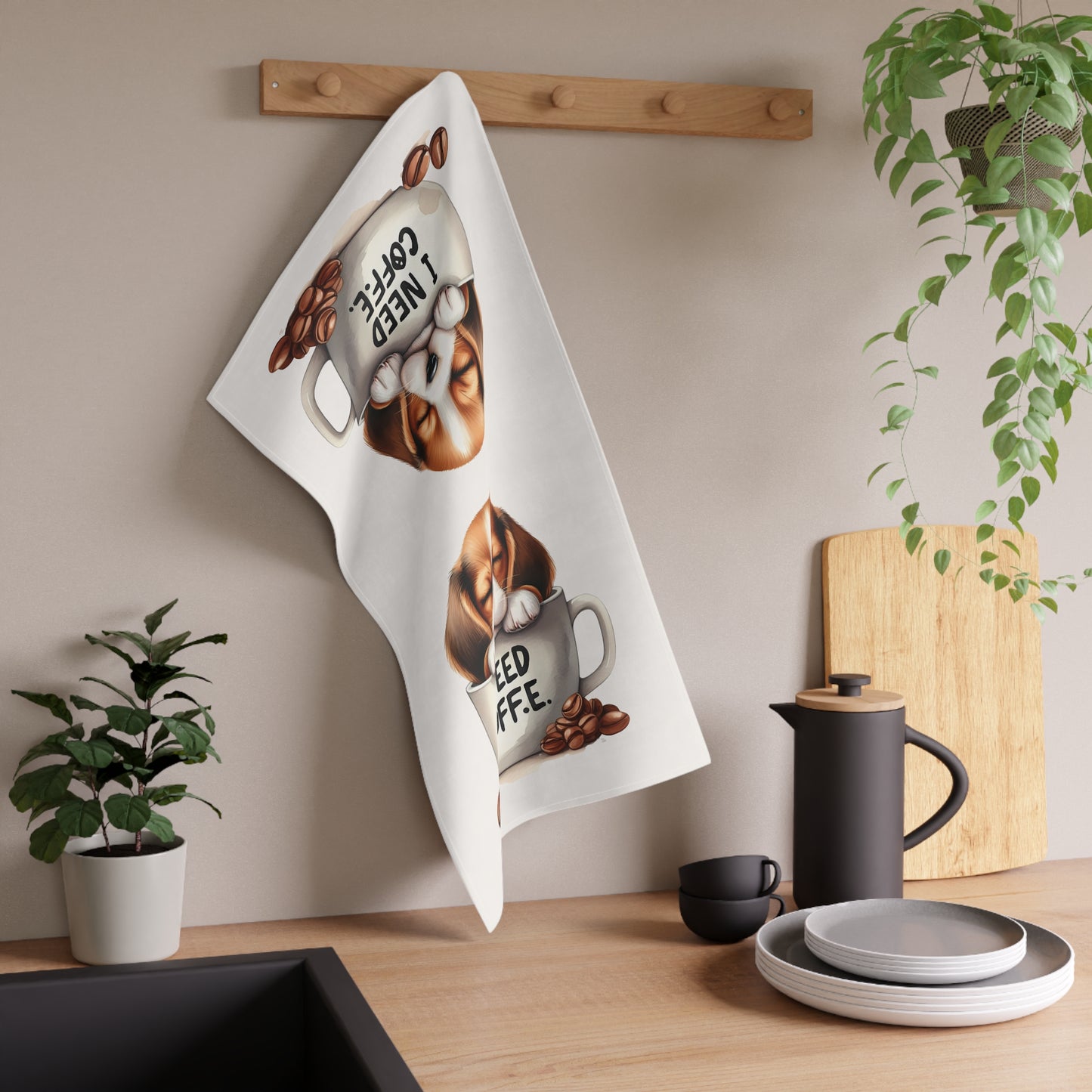 Cute Dog Coffee Tea Towels, Beagle Tea Towel