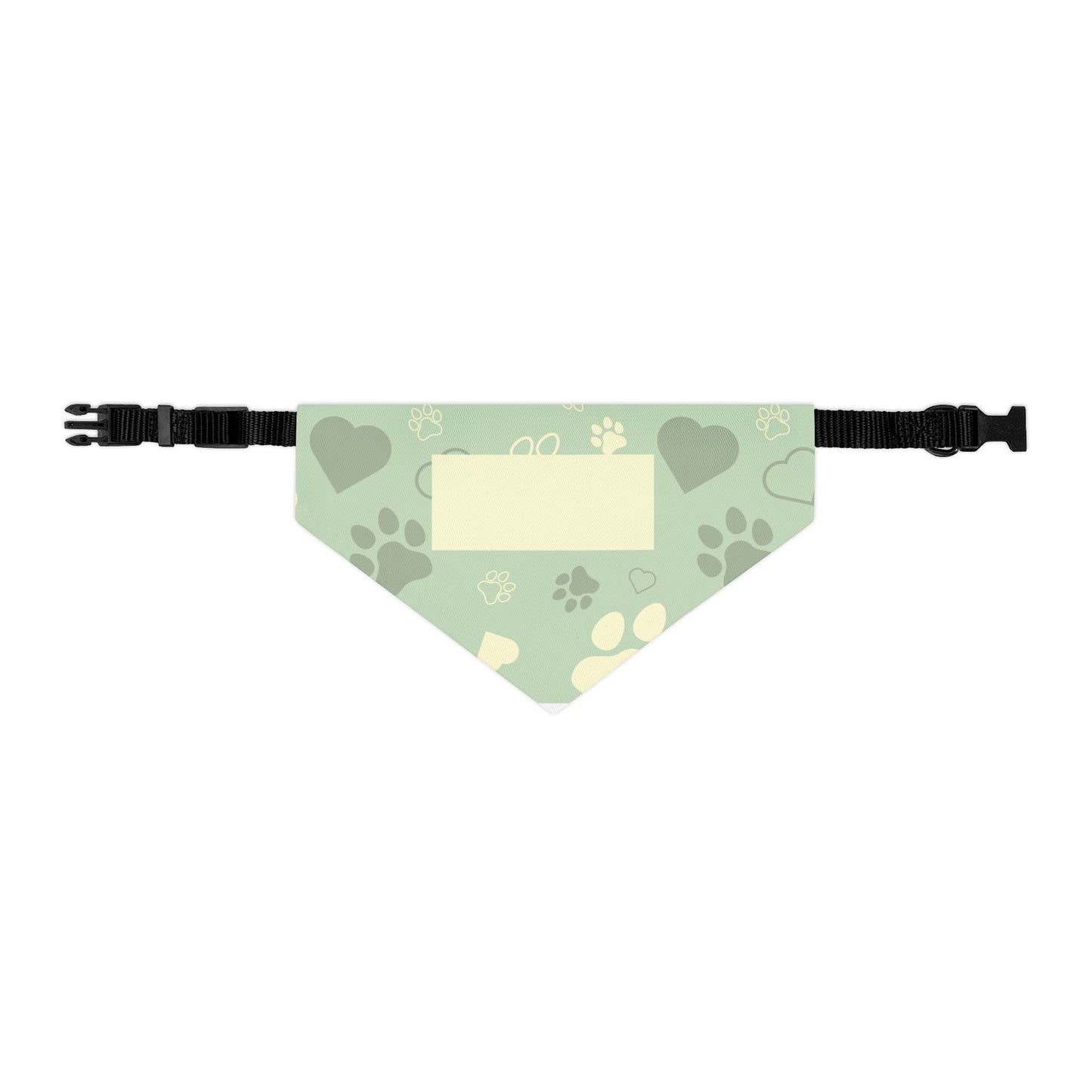 Personalized Paw Print Pet Bandana Collar - Custom Name Tag Area, Green
