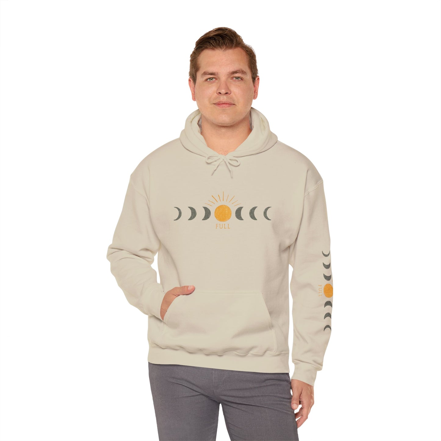 Moon Phase Sun Hoodie — Celestial Phases Graphic Pullover