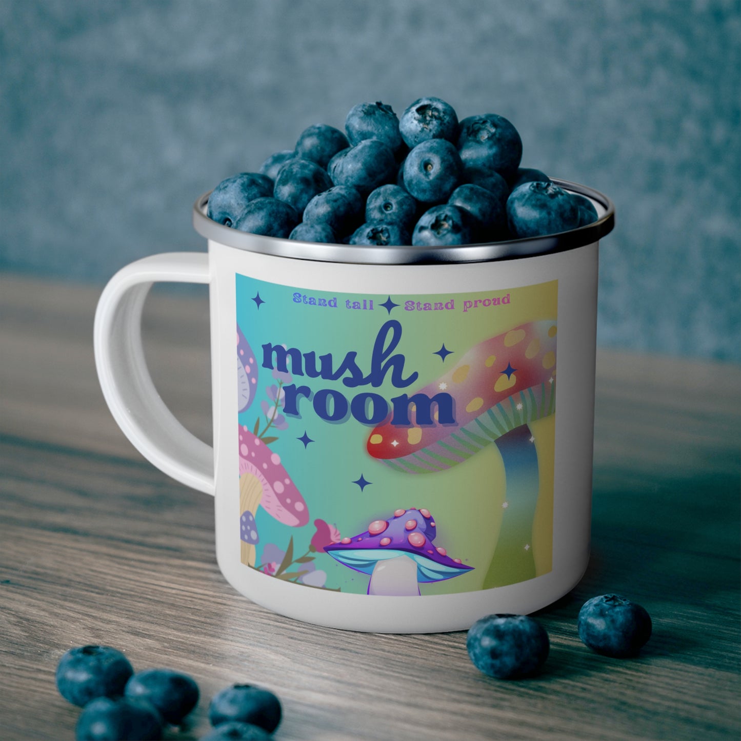 Mushroom Enamel Camping Mug - Whimsical Outdoor Adventure Drinkware