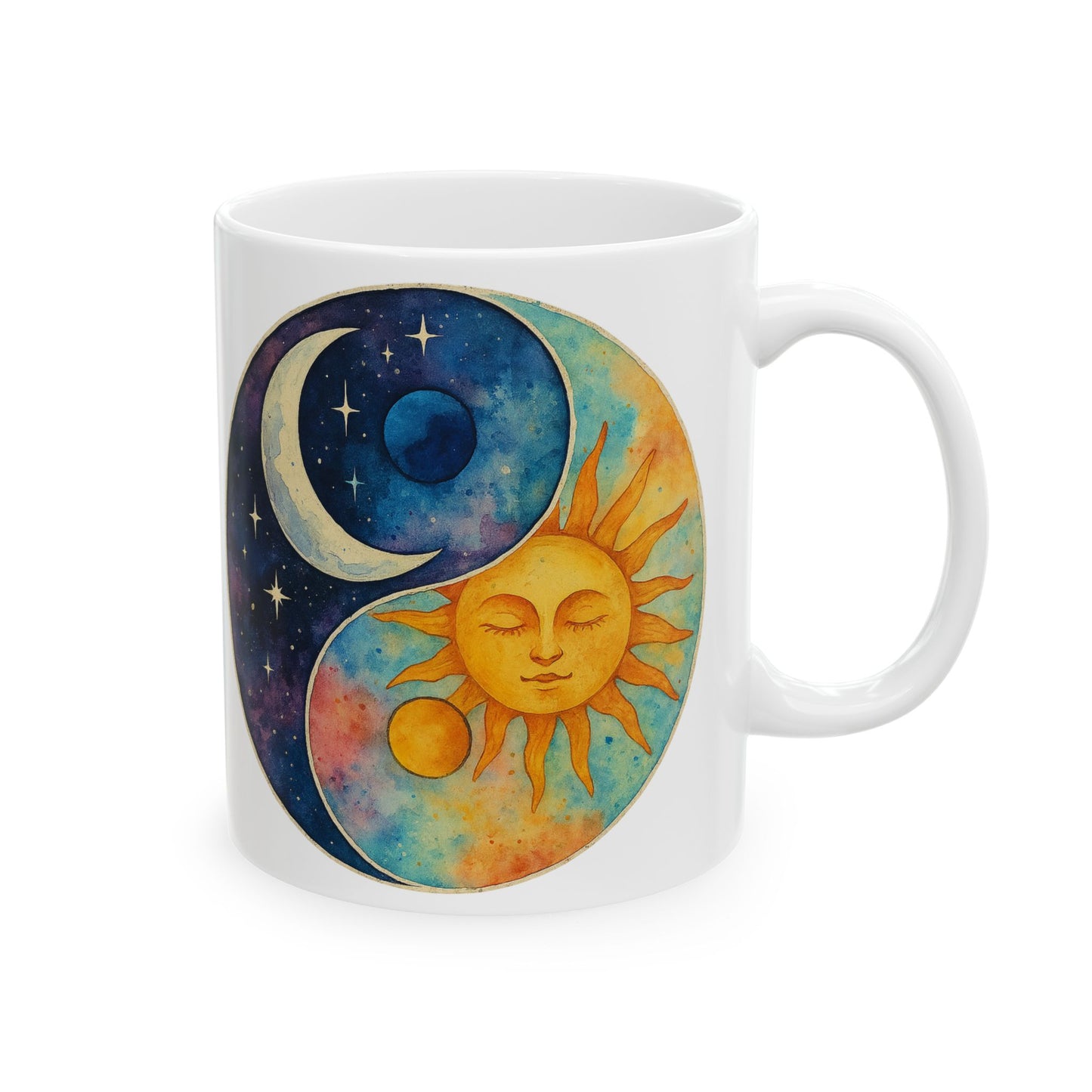 Personalize Sun and Moon Ceramic Mug — Boho Celestial 11oz/15oz Coffee Cup