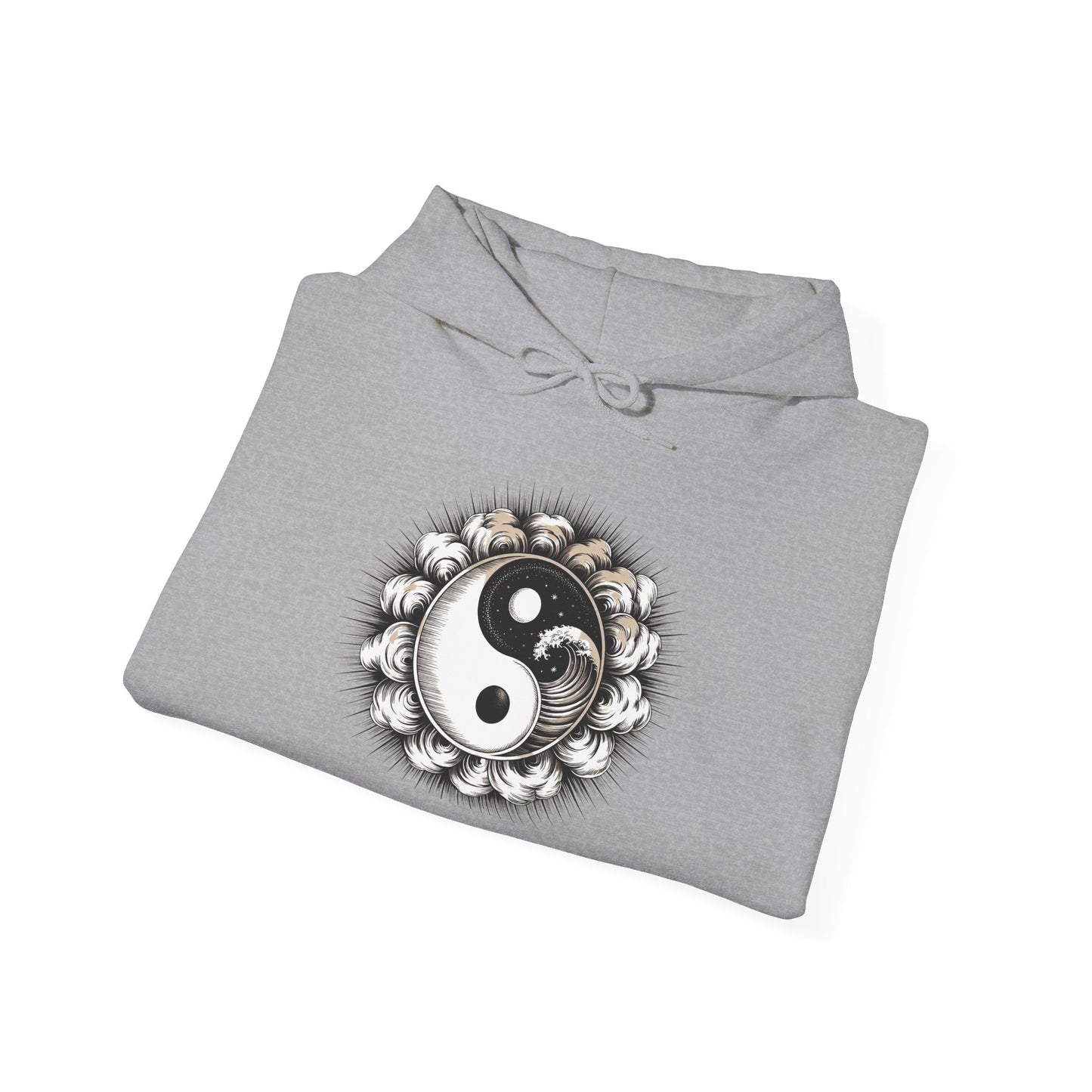 Yin Yang Lotus Hoodie — Black & White Zen Symbol Pullover