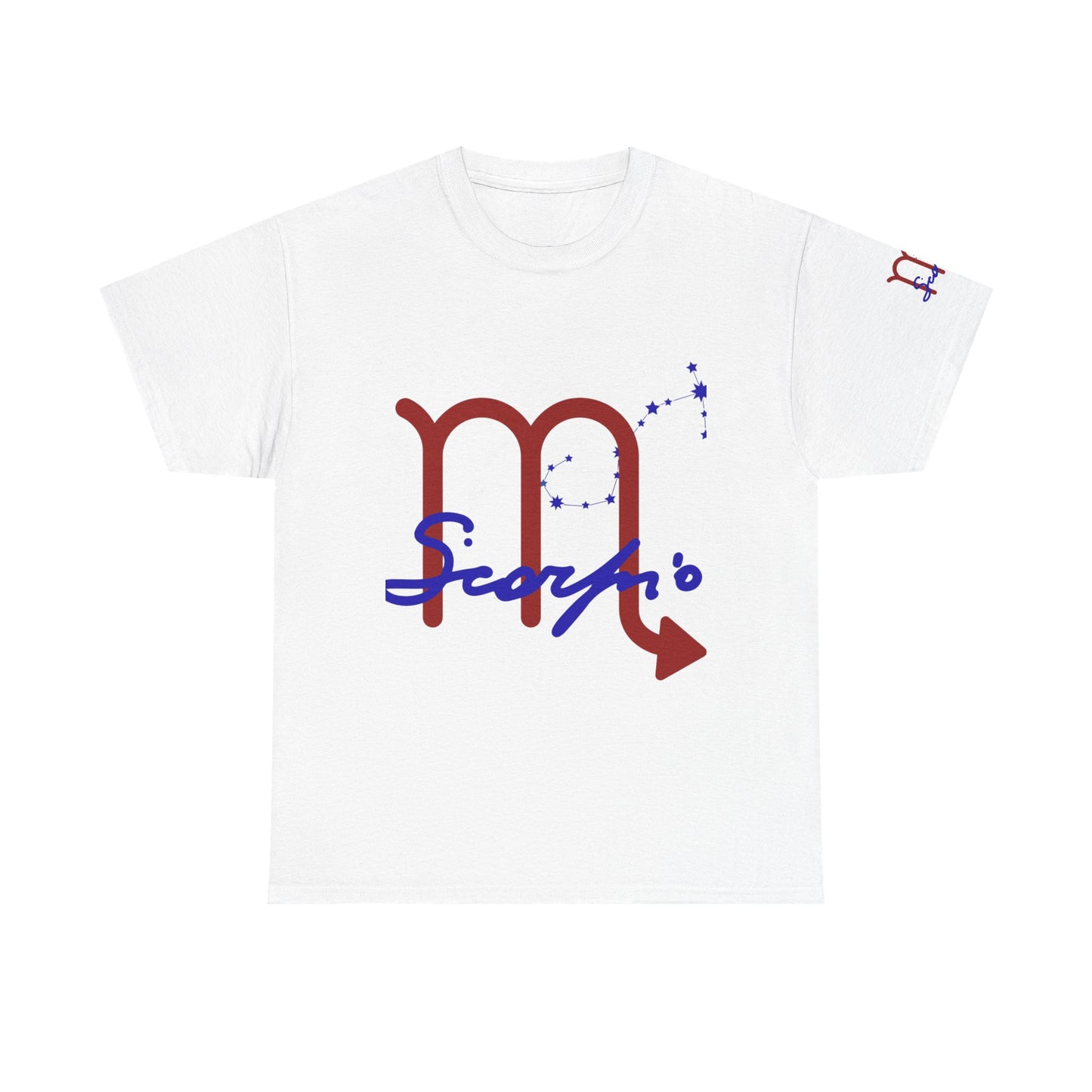 Scorpio Zodiac T-Shirt — Red Glyph & Script Astrology Tee