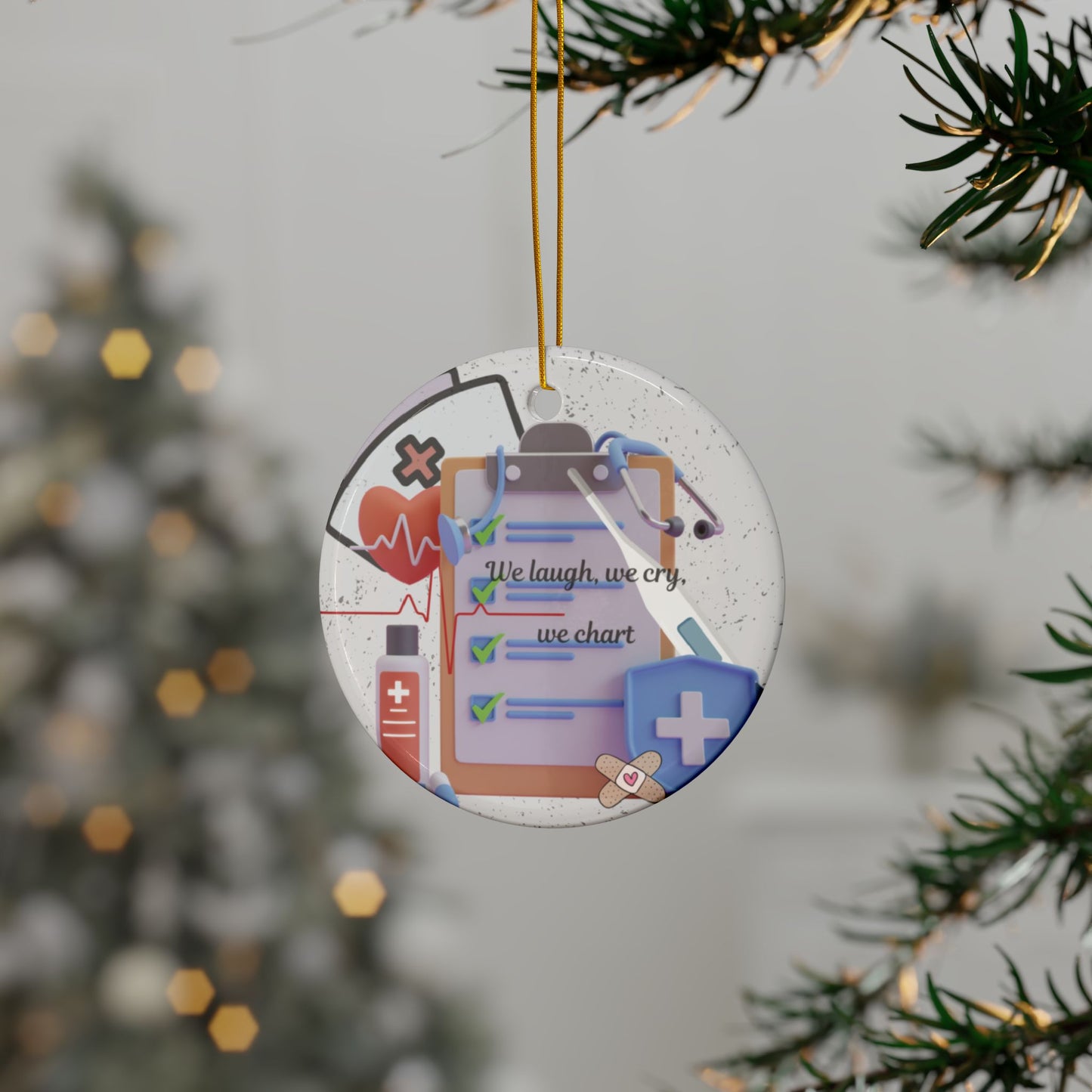 Unique Nurse gift, One-of-kind design ornament, unique ornament, Ceramic Ornaments, 2-Side Print, (1pc, 3pcs, 5pcs, 10pcs)
