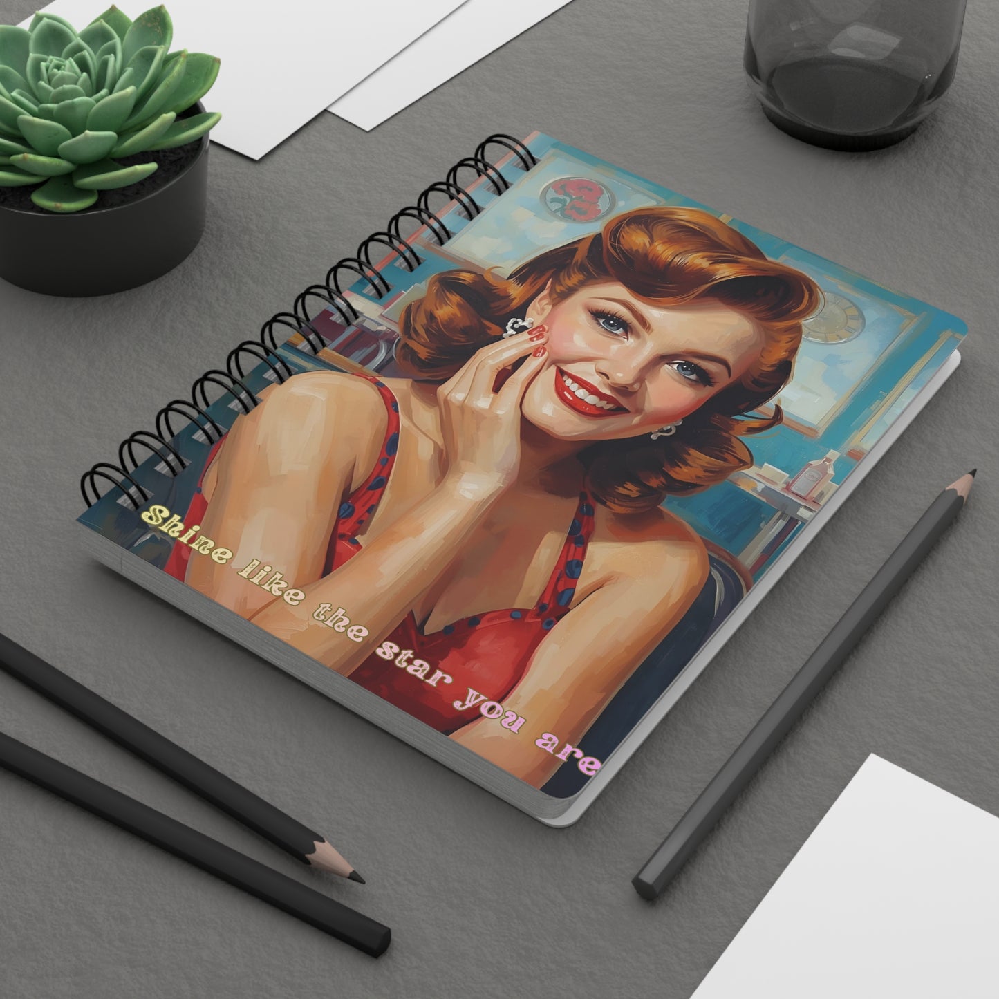 Spiral Bound Journal, pin up girl journal, 50's journal, 50's lady, 60's pin up girl