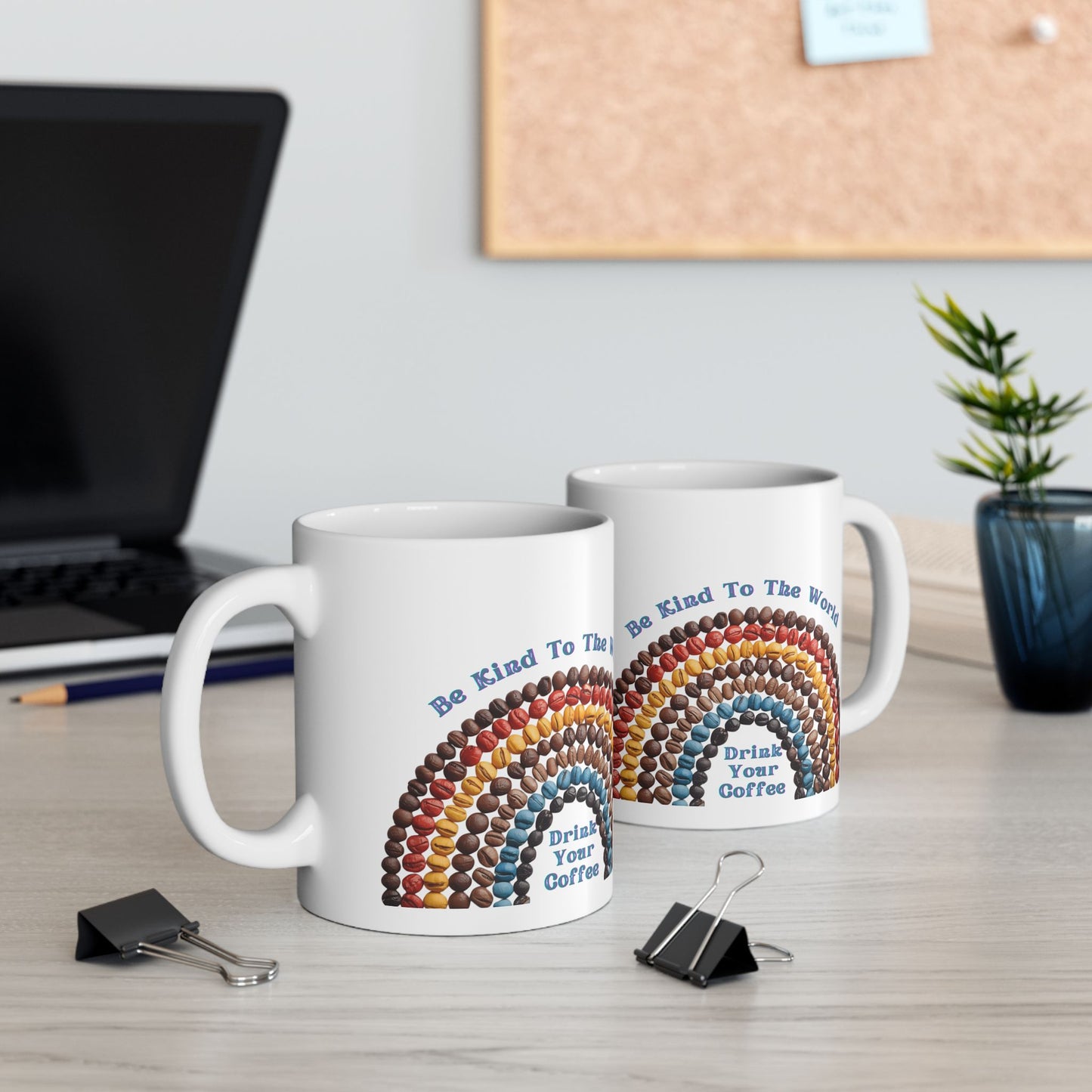 Personalized Kindness Rainbow Ceramic Mug — Be Kind To The World 11oz/15oz